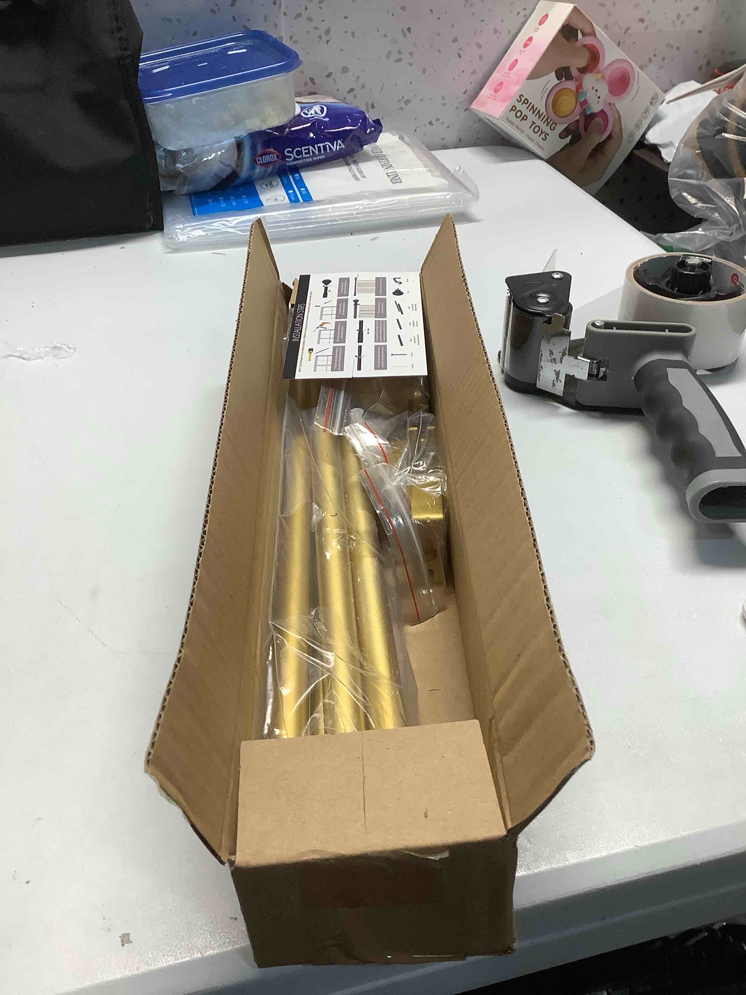 Condition photo showing Good Condition for 2 Pack Gold Curtain Rods for windows 32 to 48 inch, 5/8 inch Splicing Heavy Duty Metal Curtain Rod Set with Brackets 32-48" -2pcs Gold