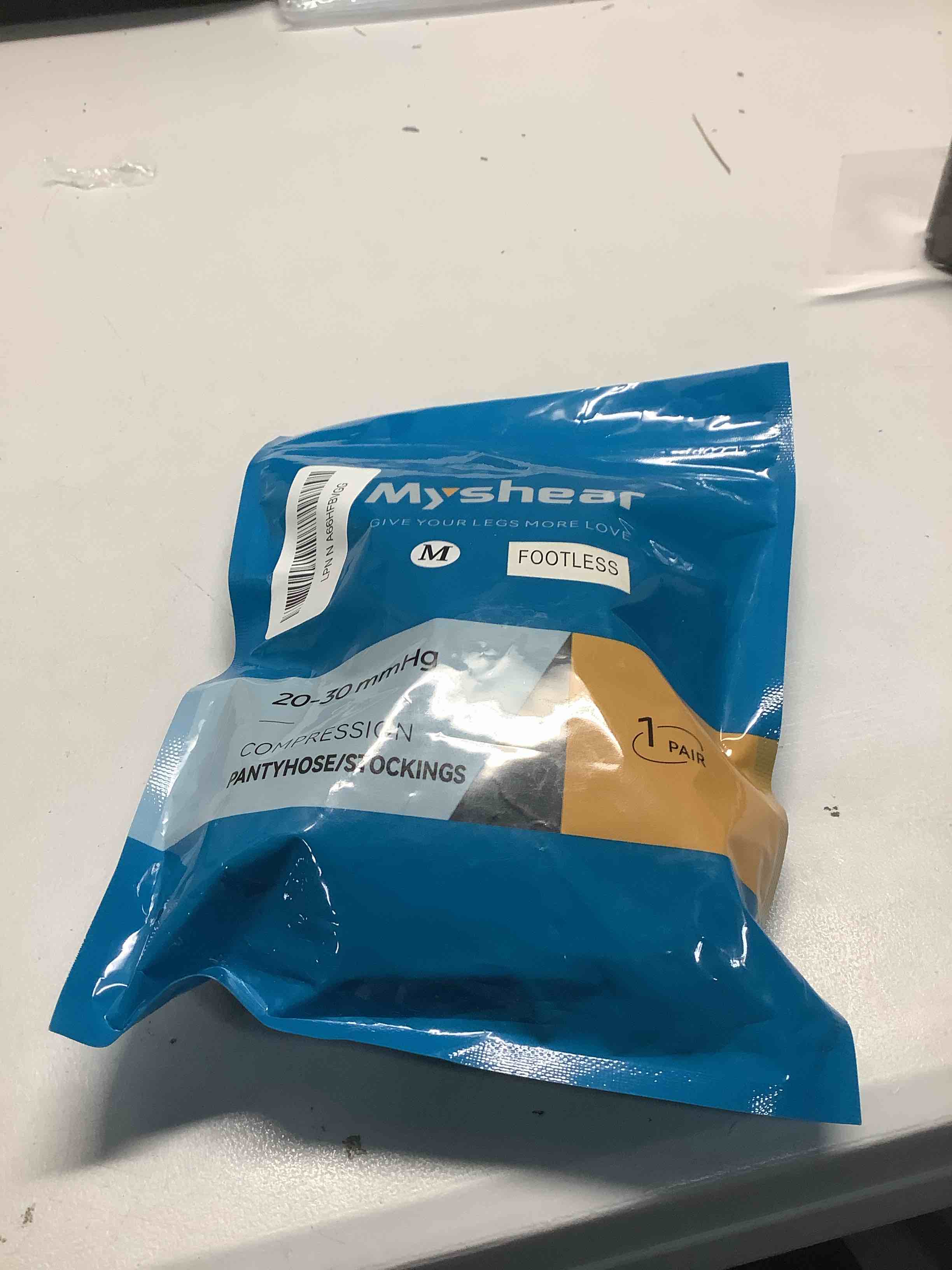 Condition photo showing Good Condition for Medical Compression Stockings for Women & Men, 20-30 mmHg Footless Thigh High Compression Socks, Long Graduated Compression Sleeves, Full Leg Pressure Support Hoses for Varicose Veins, Edema Black Medium