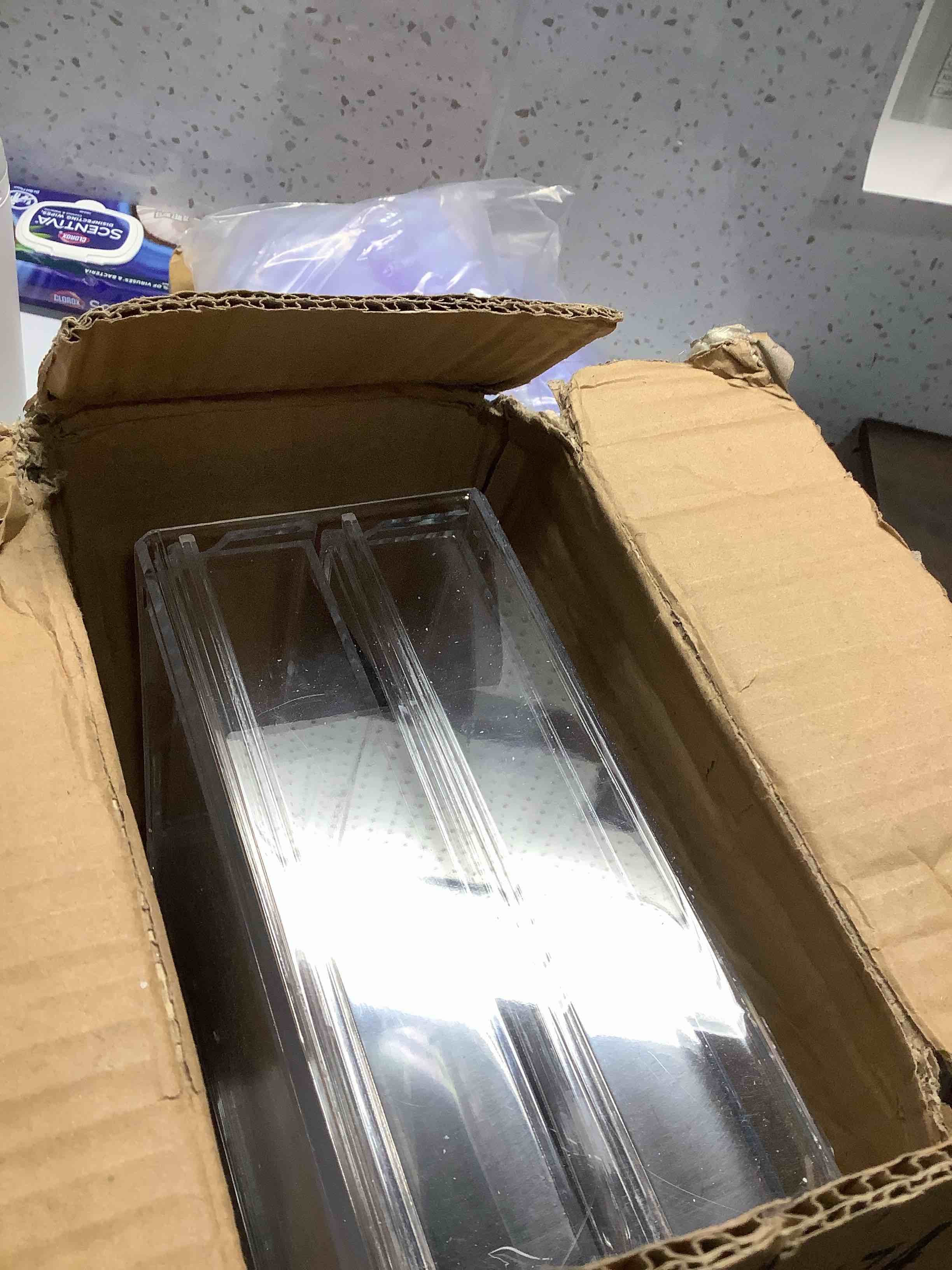 Condition photo showing Good Condition for Sorbus Large Stackable Acrylic Drawers - 4 Clear Storage Drawers for Organizing Make up, Nail Polish, Hair Accessories, and Beauty Supplies - Makeup Organizer for Vanity, Bathroom Organizer Countertop 4 Drawers