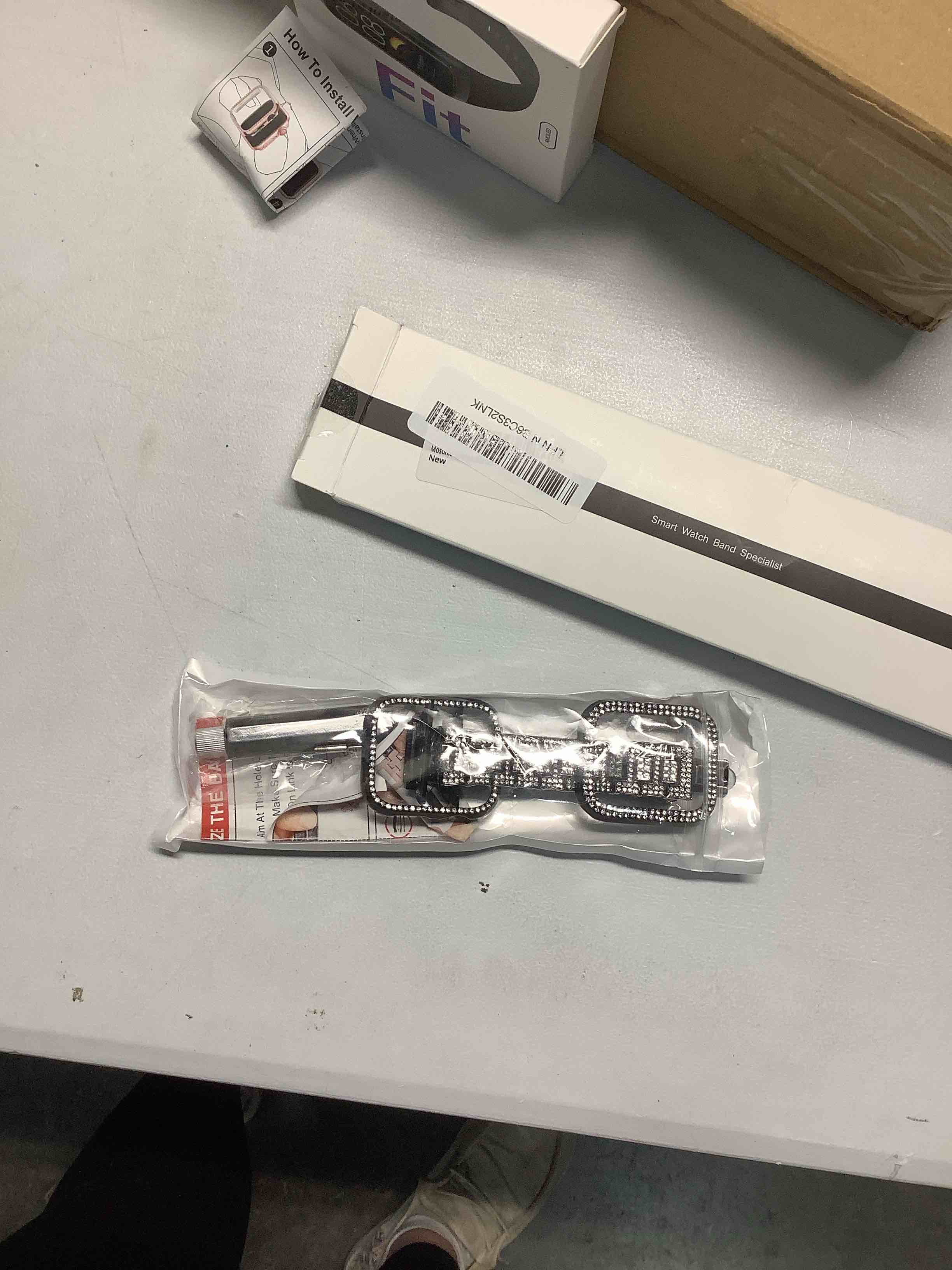 Condition photo showing Good Condition for Mosonio Compatible with Apple Watch Band 38mm 40mm 41mm 42mm 44mm 45mm 46mm 49mm with 2 Pack Case Women, Jewelry Replacement Metal Bands Strap with Bling PC Protective Case for iWatch Ultra SE Series 11/10/9/8/7/6/5/4/3/2/1 AA-black 44mm (Series 6/5/4/SE)