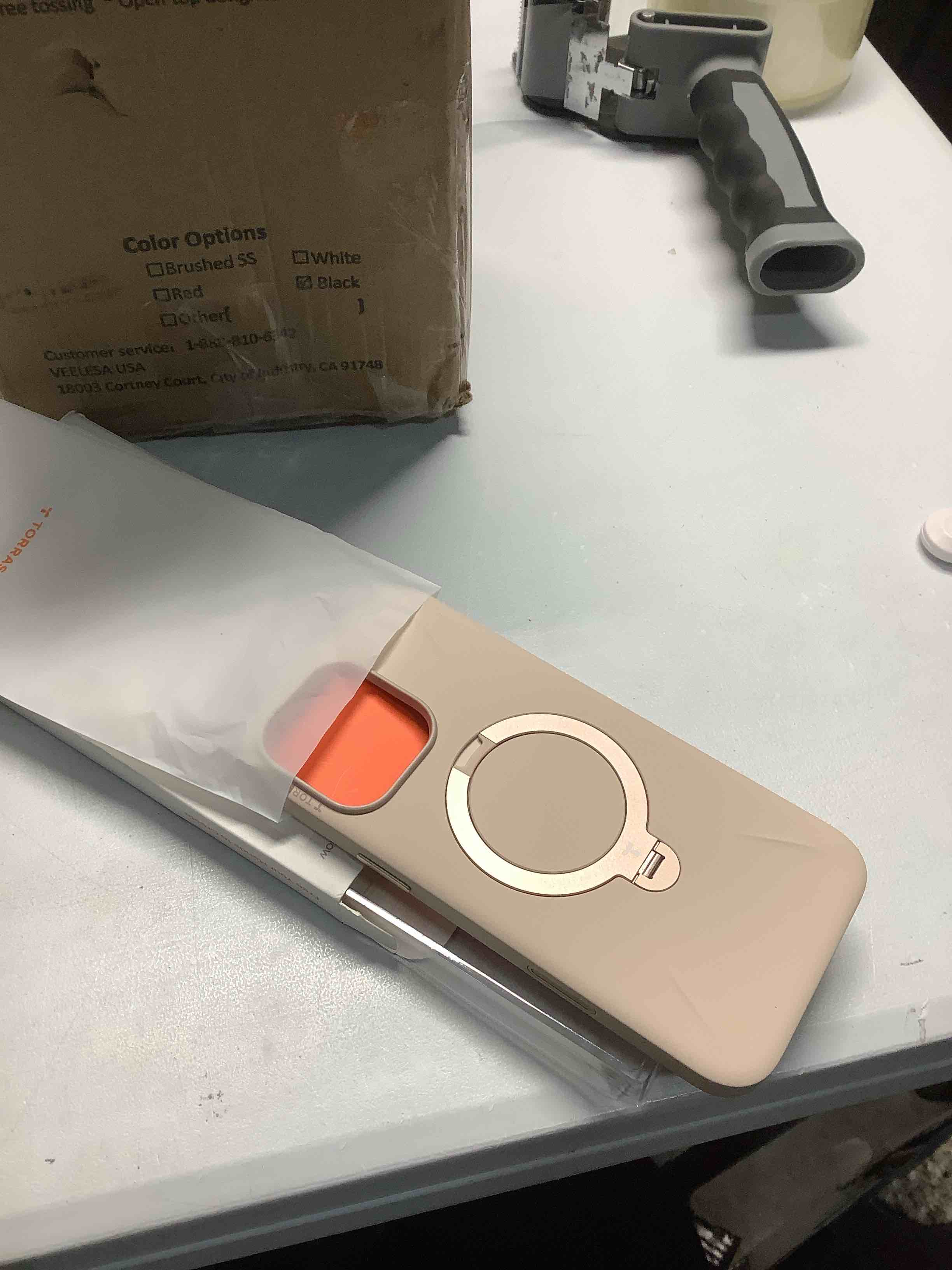 Condition photo showing Good Condition for TORRAS Magnetic for iPhone 16 Pro Max Case Silicone with Stand, Fit for MagSafe, 360 Ring Stand with Camera Control, Ostand Q3 Silicone Rubber Soft Case for iPhone 16 Pro Max 6.9'', Dune Beige Dune Beige iPhone 16 Pro Max 6.9''