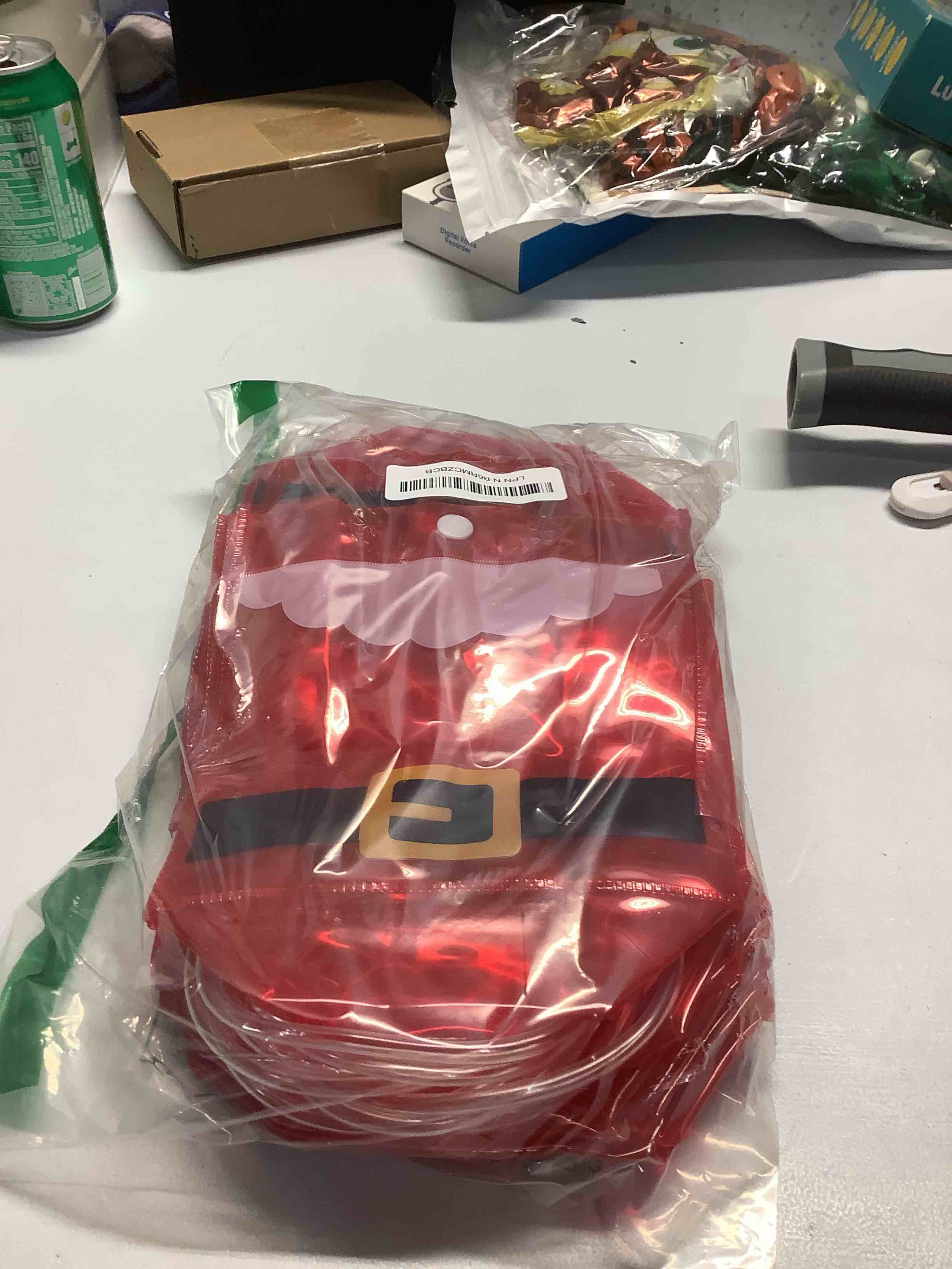 Condition photo showing Good Condition for Marspark 24 Pcs Christmas Clear PVC Gift Bags with Handle Santa Belt Gift Bags Reusable Plastic Goodie Tote Bag for Christmas Party Favor Winter Xmas Party Favor Supplies, 6.3x5.91x3.15 Inch