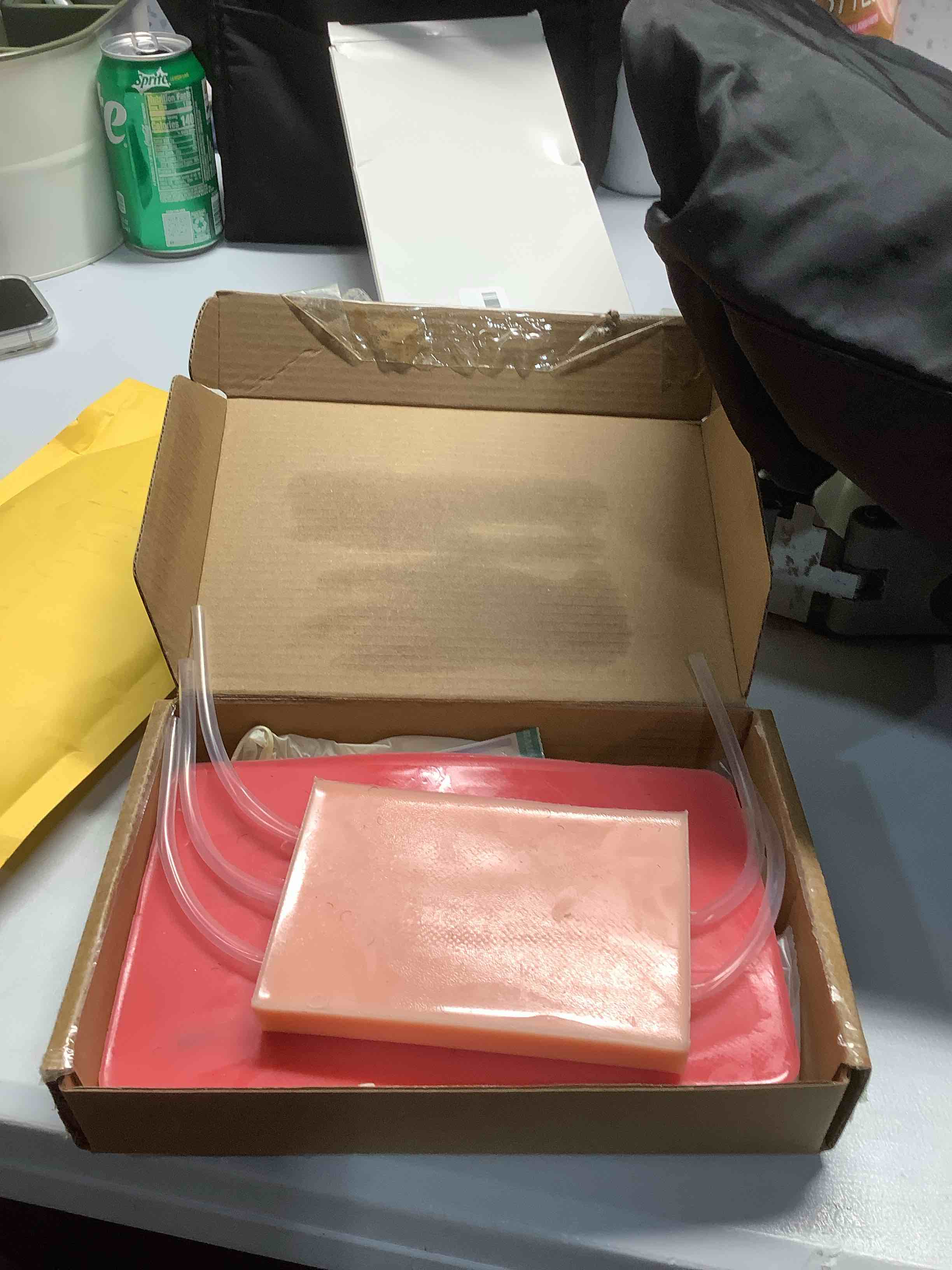 Condition photo showing Good Condition for Venipuncture IV Pad?Injection Pad?Silicone IV Practice Pad with 4 Veins Imbedded-Phlebotomy Practice-Blood Draw Practice-IV Injection-Blood Return?Injection Training Pad?Phlebotomy School?Phlebotomist