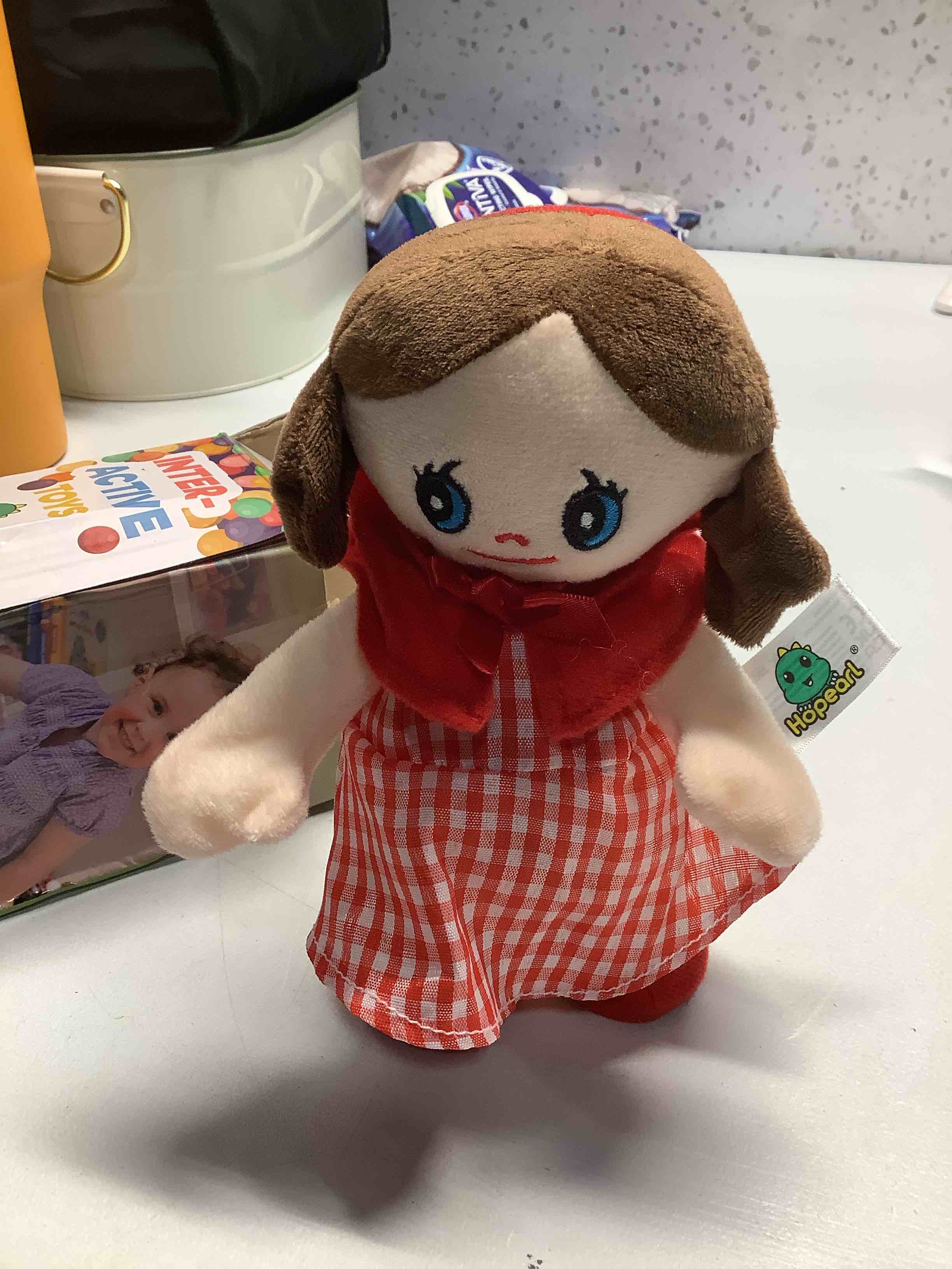 Condition photo showing Good Condition for Hopearl Talking Singing Doll Repeats What You Say Girl Walking Electric Interactive Animated Toy Speaking Plush Buddy Gifts for Toddlers, Red, 8''