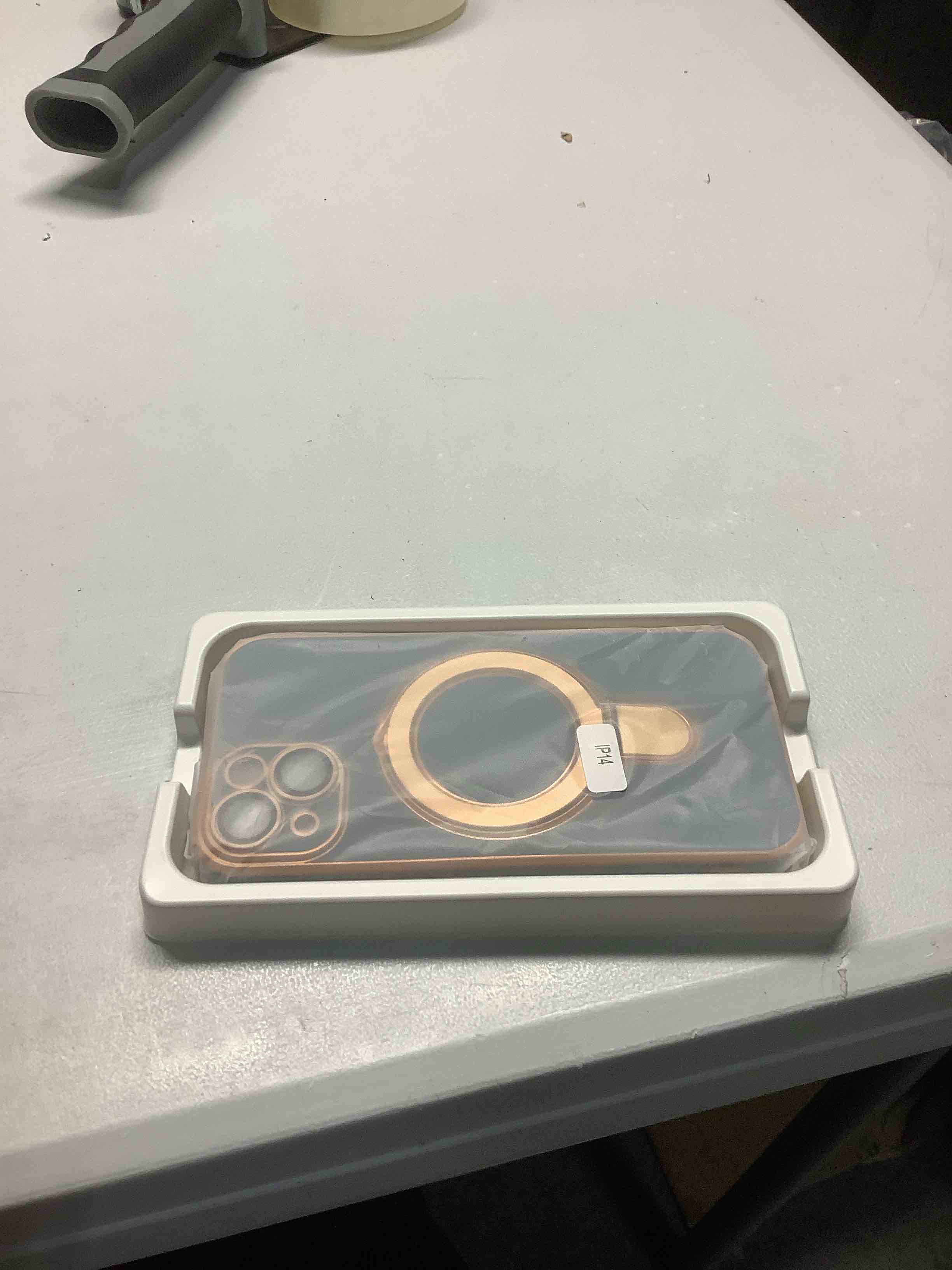 Condition photo showing Good Condition for Compatible with iPhone 14 Case with Magnetic Ring Stand [Compatible with Mag-Safe] [Full Camera Lens Protector] Soft Plating Phone Case for iPhone 14 6.1", Grey Blue Grey Blue iPhone 14