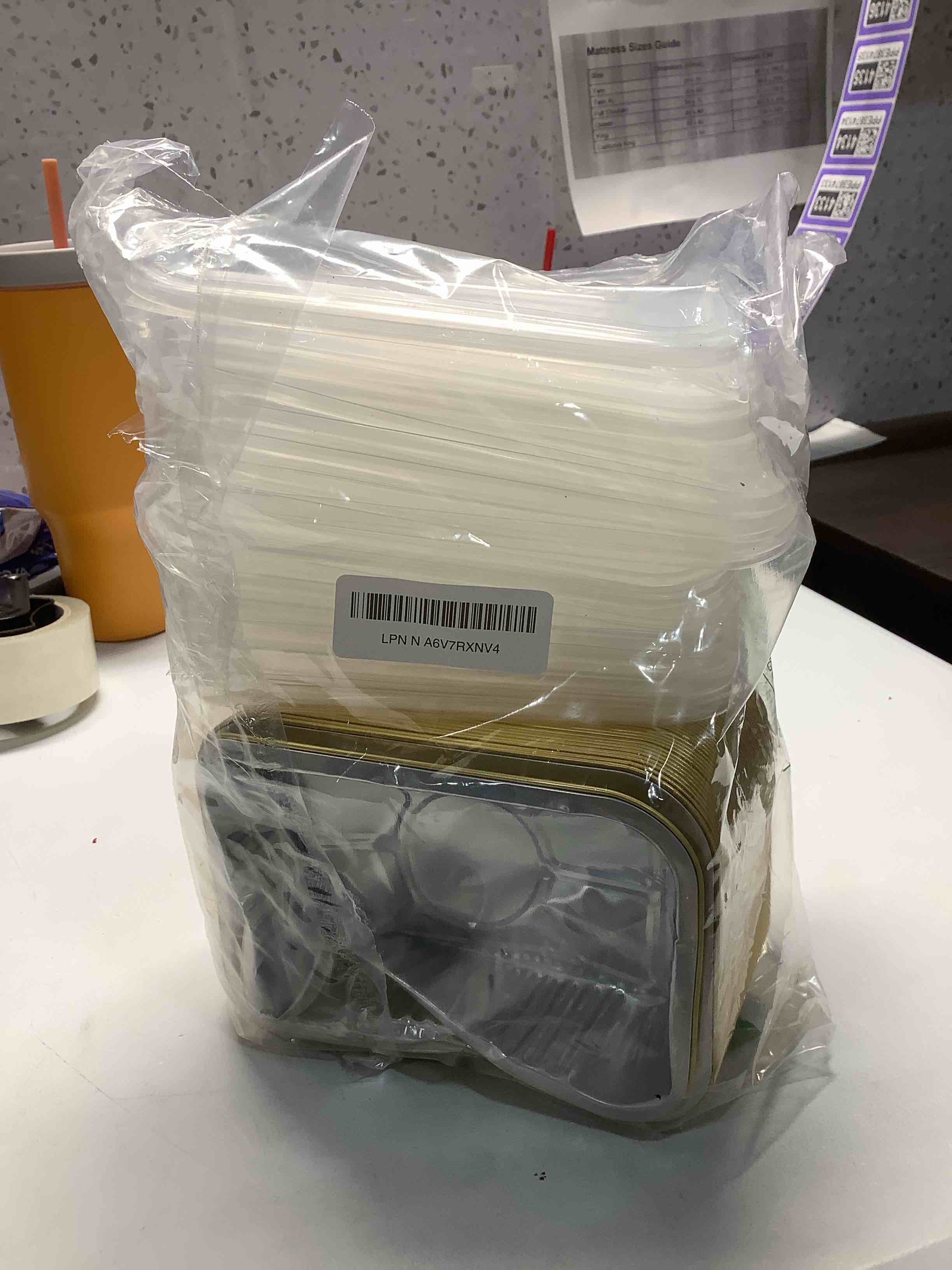 Condition photo showing Good Condition for 40 Pack 1.5 LB 7.2"×5"×1.8" Small Aluminum Pans with Lids Heavy Duty - 24oz Tin Foil Food Containers with Lids, Disposable Tin Foil Pans with Lids for Baking, Meal Prep, Freezer and Takeout 7.2"×5"×1.8" (1.5 LB, 40 Pack + 40 Lids)