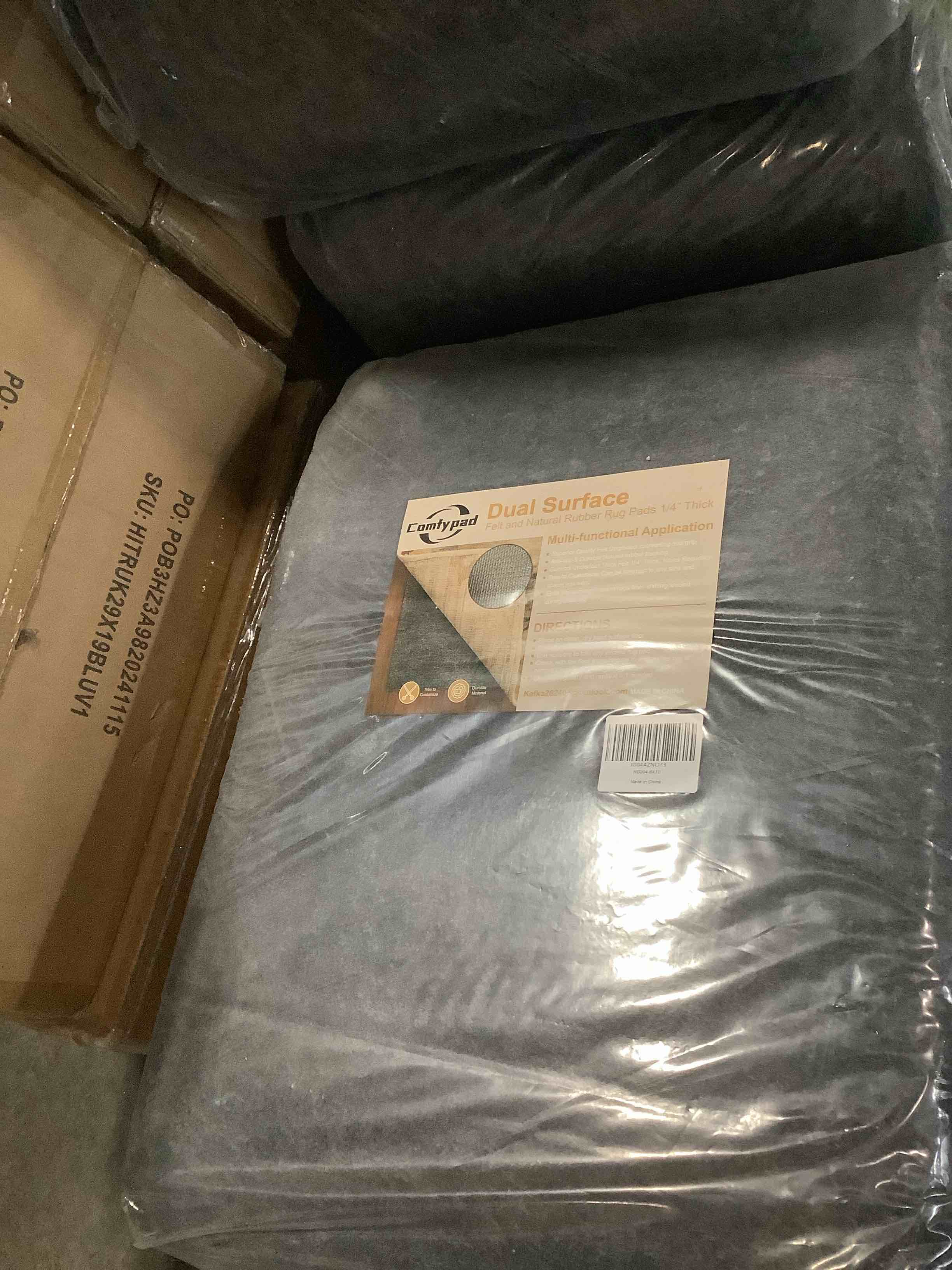 Condition photo showing Good Condition for felt rug pad, 10 x 14 ft rubber non-slip rug pad gripper, keep rugs secure and in place, extra strong under carpet mat cushion - for all floors 10 x 14 ft (rectangular)
