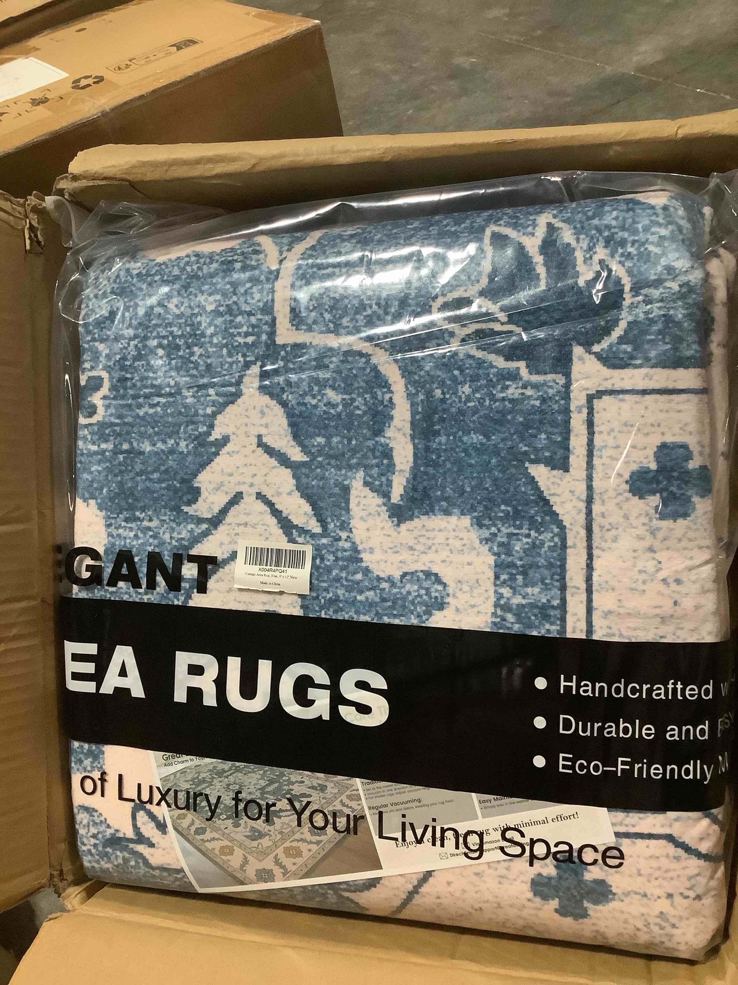 Condition photo showing New/Like New for 5x7 area rug for living room, machine washable area rugs, super soft faux-wool area rugs for living room bedroom room, boho rug vintage floral non-slip low pile, blue yellow vintage blue beige 5' x 7' (rectangular)