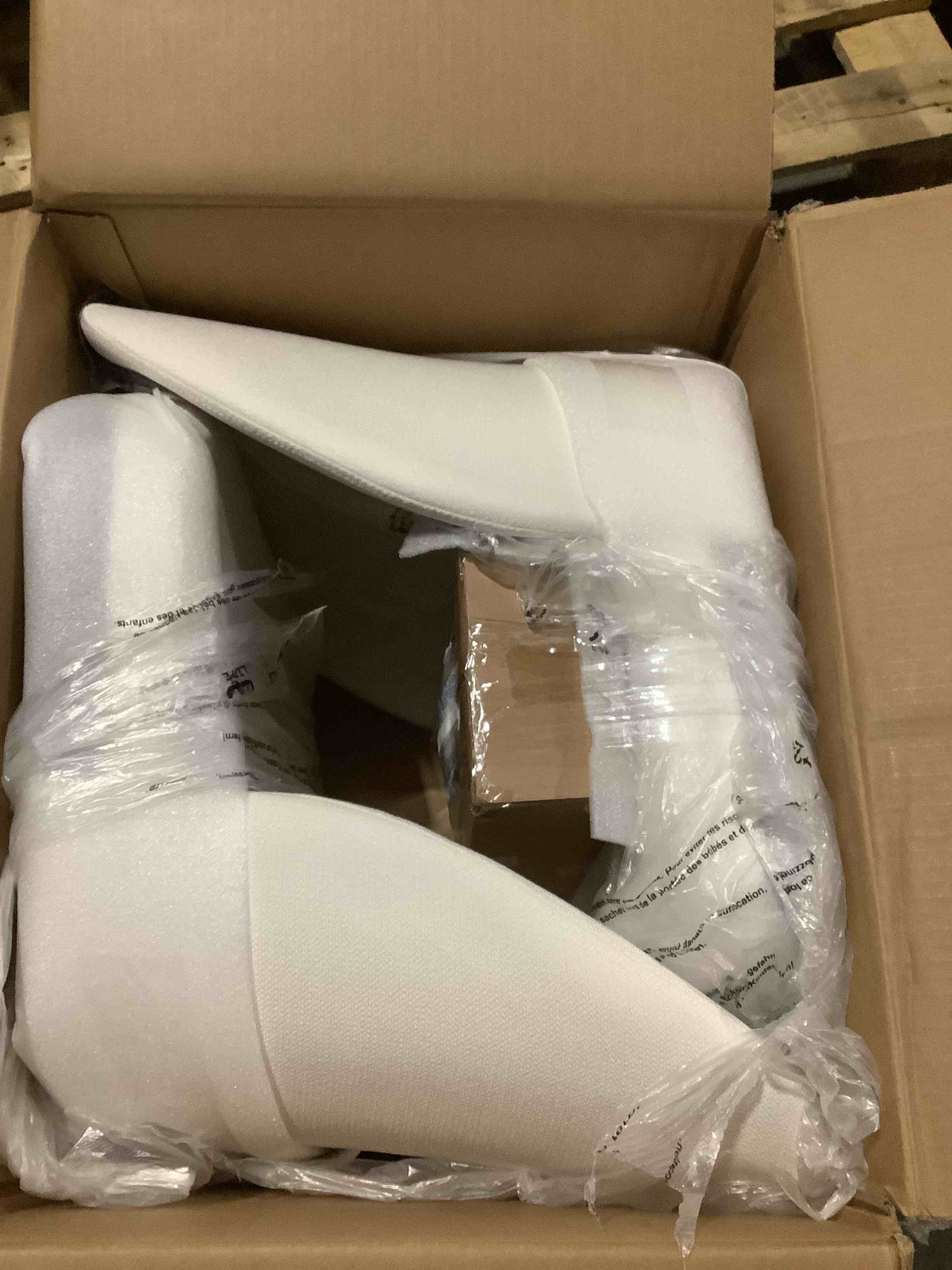 Condition photo showing Good Condition for 2 dining chairs: upholstered linen dining room side chairs, chair for dining room with padded seat and wood legs-modern dining chairs for restaurant, kitchen, cafe, living room(off-white) linen | off-white set of 2