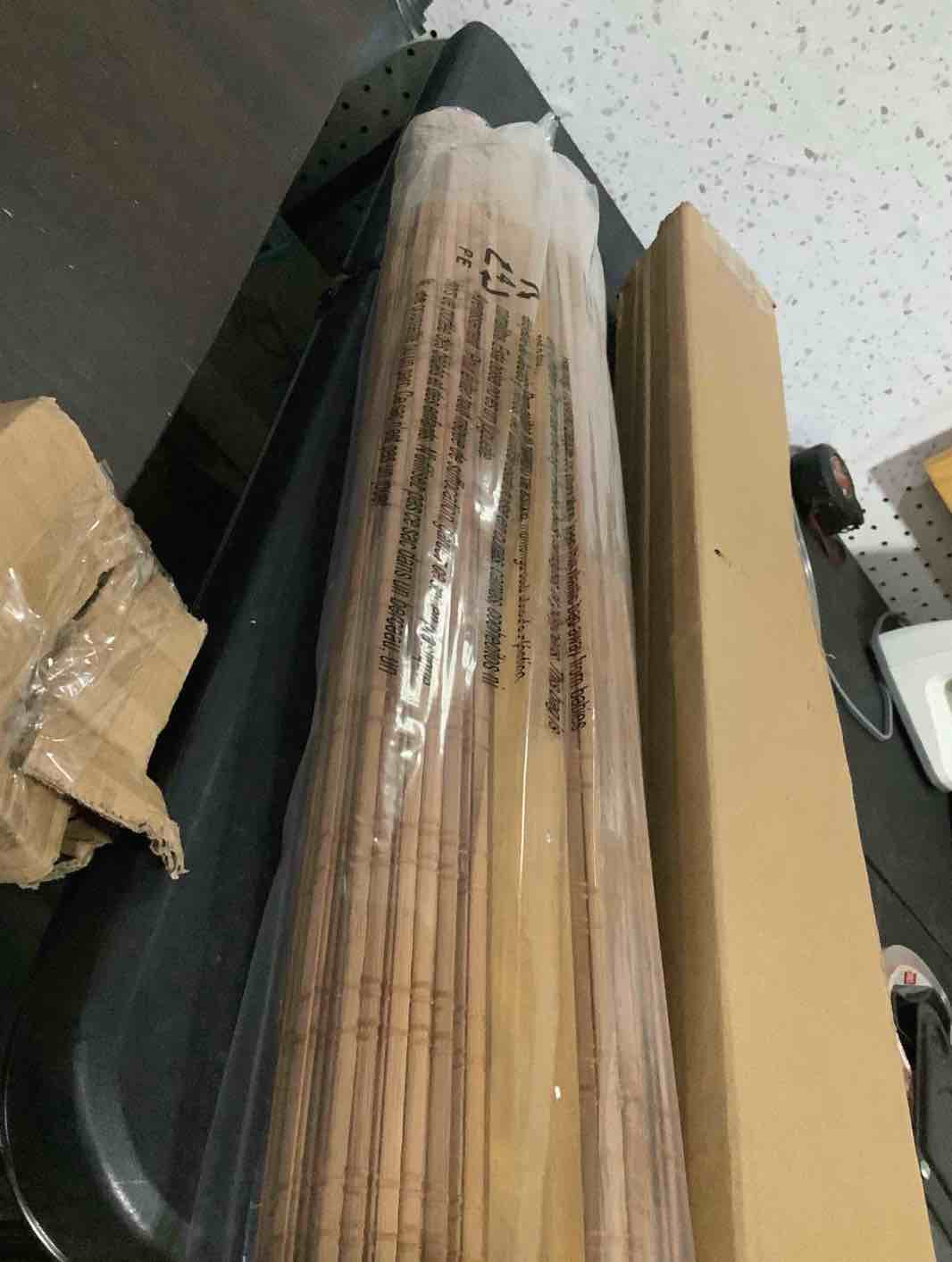 Condition photo showing Good Condition for lazblinds no tools no drill cordless bamboo roman shades, light filtering window treatment, roll up bamboo blinds for windows 30'' w x 64'' h, ceylon light russet light filtering-ceylon light russet 30" w x 64" h