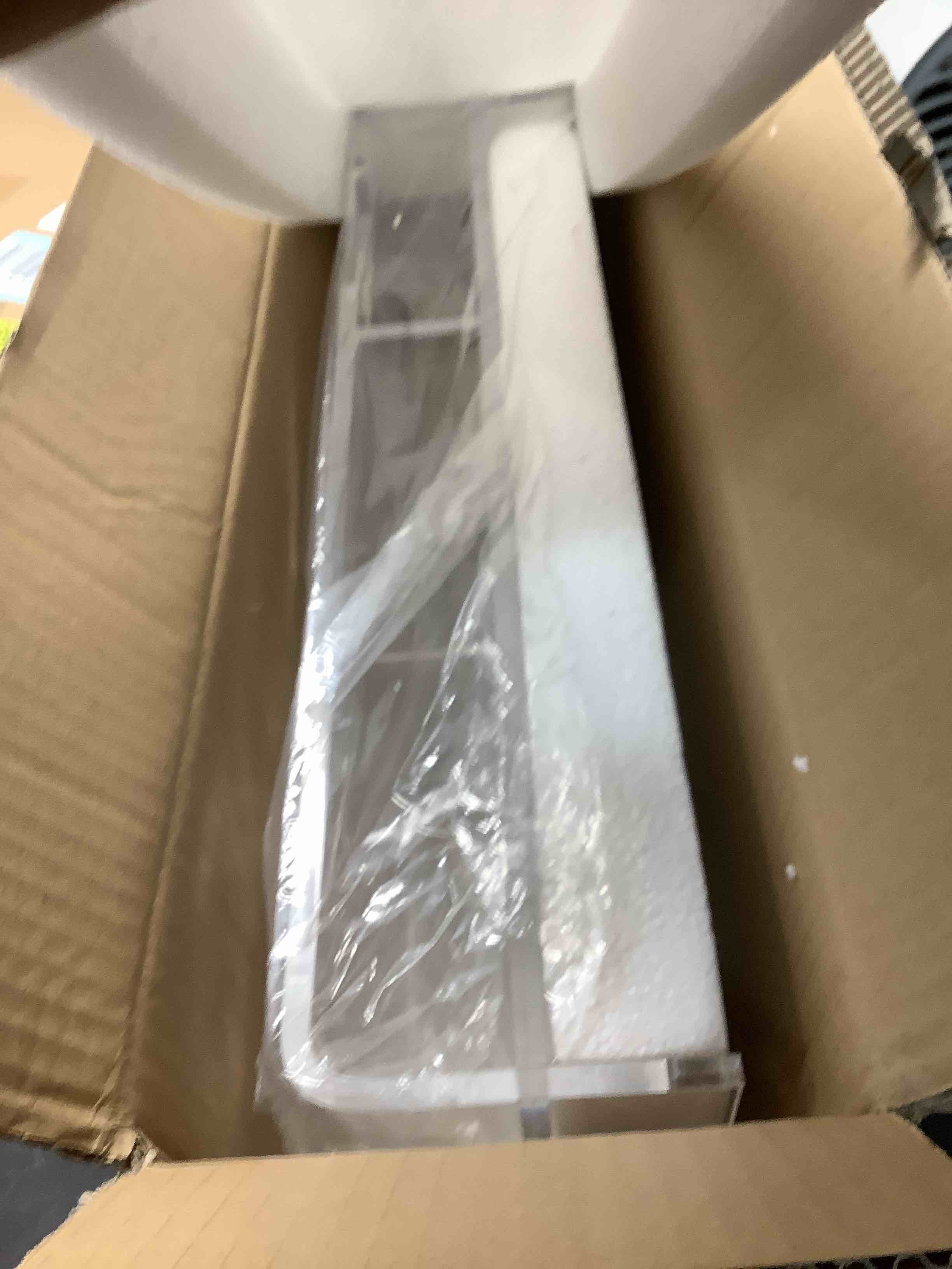 Condition photo showing New/Like New for beygorm acrylic monitor stand for full keyboard, 20" wide 2-tier riser with storage shelf and phone holder, desktop organizer for laptop, printer, screen (clear)
