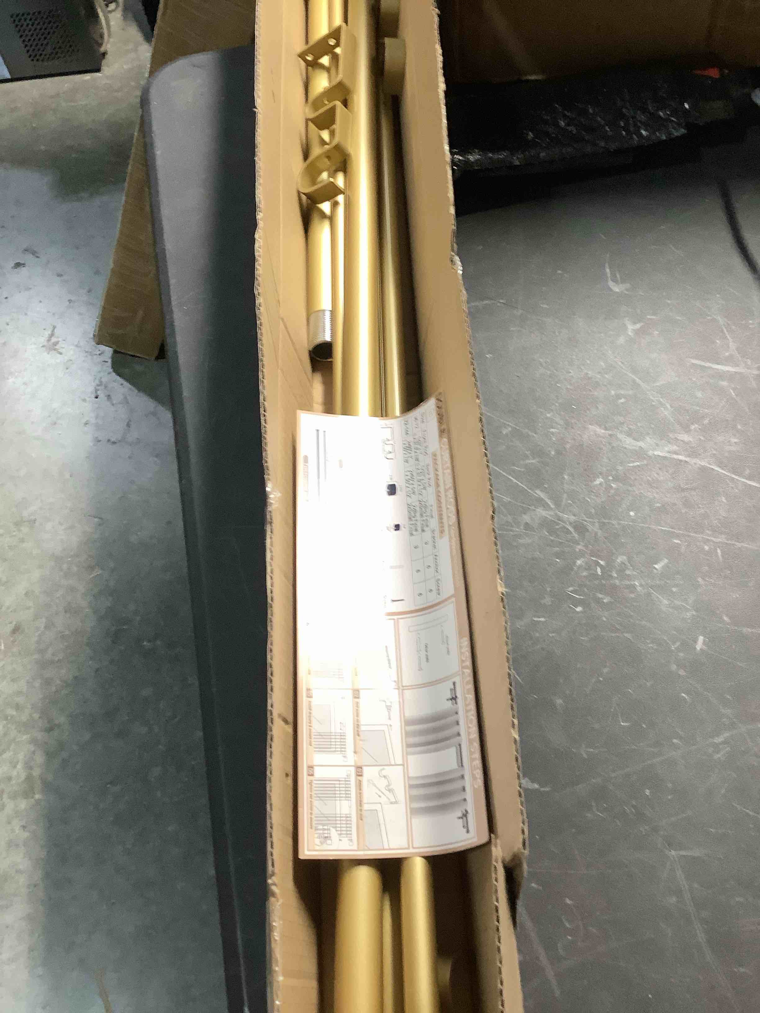Condition photo showing Good Condition for olv gold double curtain rods for windows 36 to 72 inch(3 to 6 feet),1 inch adjustable dual curtain rod, heavy duty double drapery pole with end cap design for living room, bedroom, farmhouse 36-72 gold