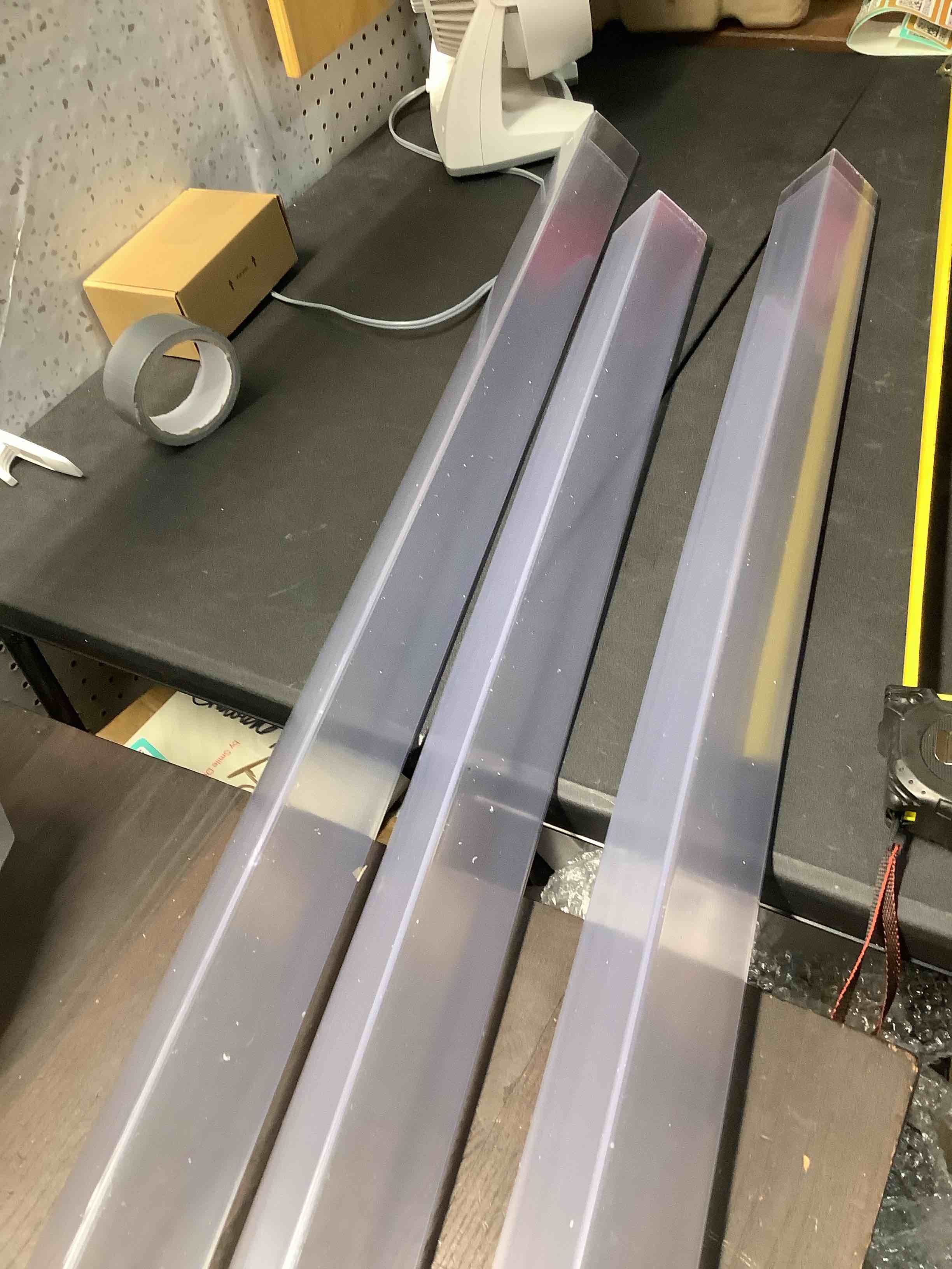 Condition photo showing As Is for similar to** —same size** outwater plastics 1749-cl 1'' x 1'' x 3/32'' (.095'') thick butyrate clear plastic even leg angle moulding 48 inch lengths (pack of 3)