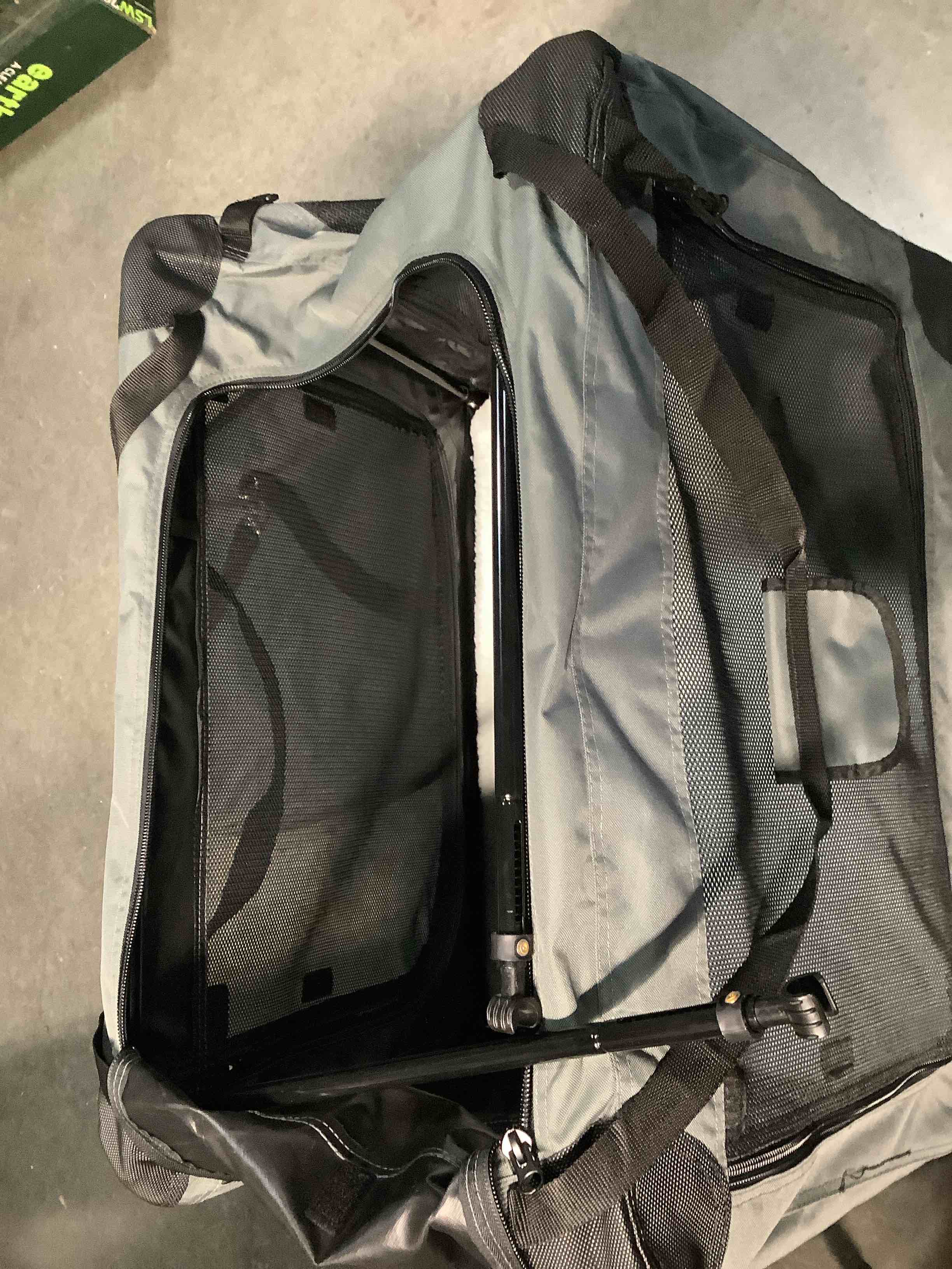 Condition photo showing Good Condition for amazon basics 4-door portable folding soft dog crate, collapsible travel kennel for cat, dog, and small animals, pop up with fleece mat, water-resistant base, grey, 36" x 24" x 24" grey l 36" x 24" x 24"