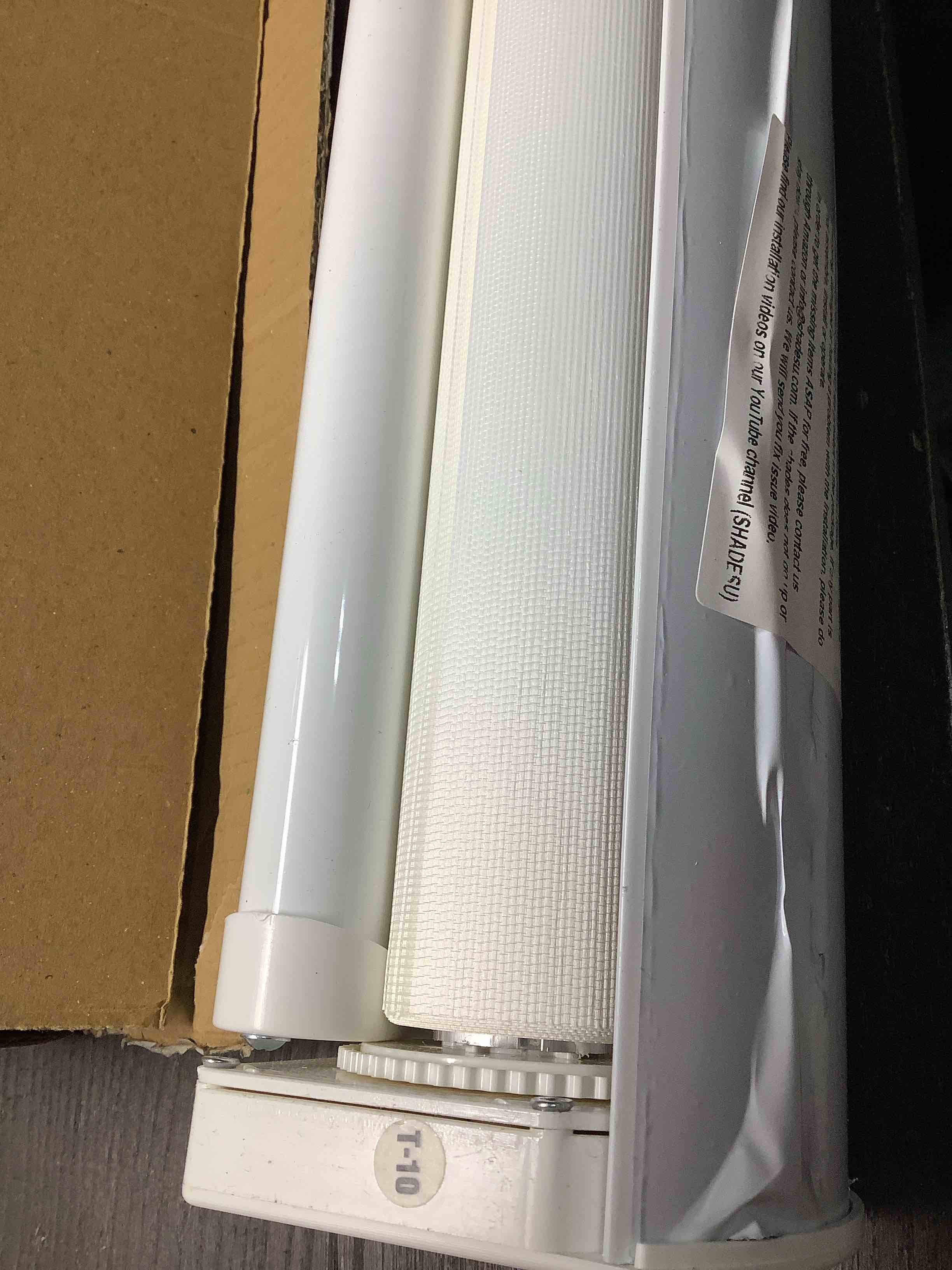 Condition photo showing As Is for similar to** shadesu cordless zebra blinds – light filtering dual-layer window shades for privacy (white color) (maximum height 72") (width 53")