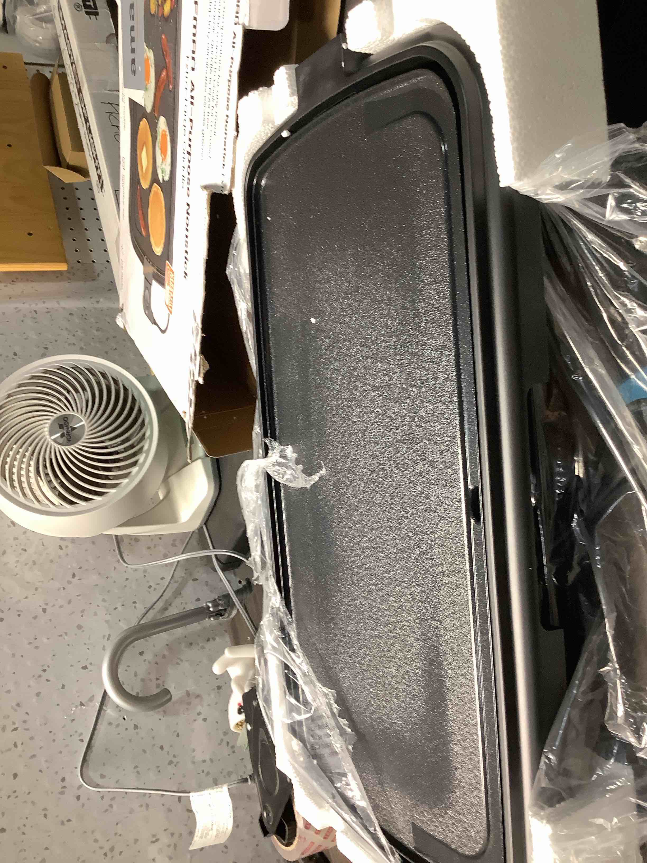 Condition photo showing Good Condition for chefman xl electric griddle with removable temperature control, immersible flat top grill, burger, eggs, pancake griddle, nonstick extra large cooking surface, slide out drip tray, 10 x 20 inch