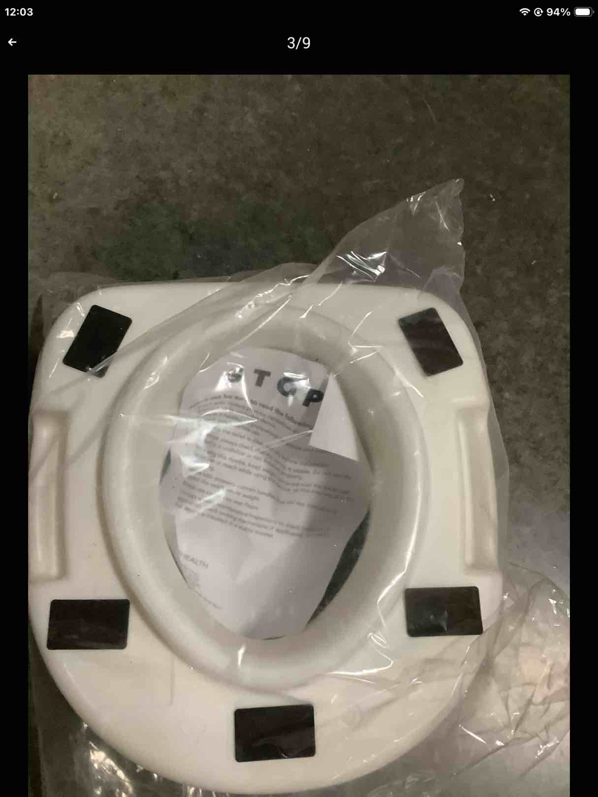 Condition photo showing Good Condition for bath safetyraised toilet seat product description: elev.toilet seat w/ remarms,rtl,1 ea