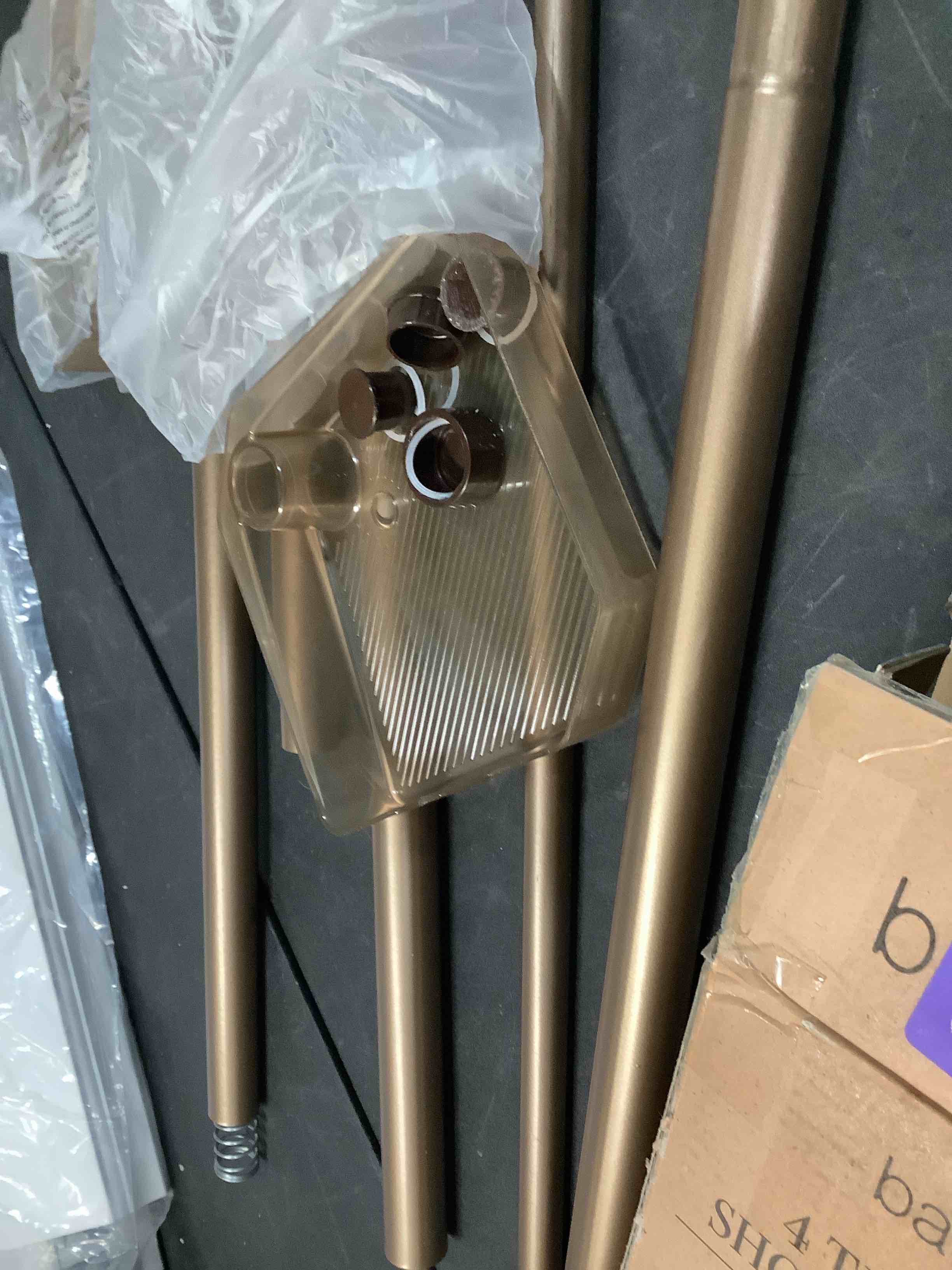 Condition photo showing Good Condition for bath bliss 4 tier tensions corner shower caddy | shelves | adjustable 48“-101” | bathroom organizer | bathtub and shower stall | holds large bottles | soap | shampoo | washcloths | bronze bronze 5.91 inches x 5.91 inches x 48-101 inches