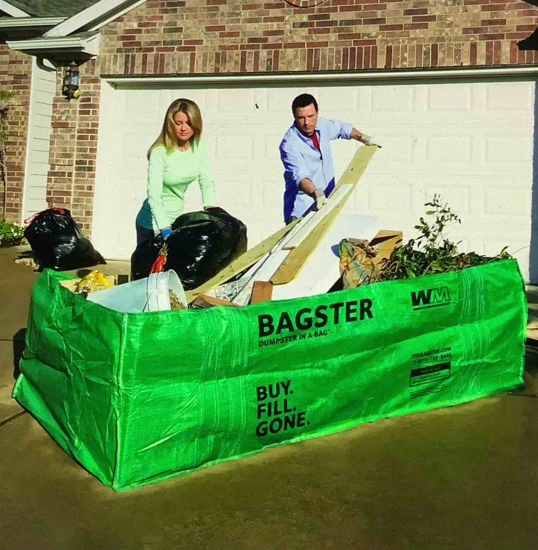 BAGSTER waste management bag 8 foot L by 4 foot W by 2.5 feet holds up to 3300 pounds of debris