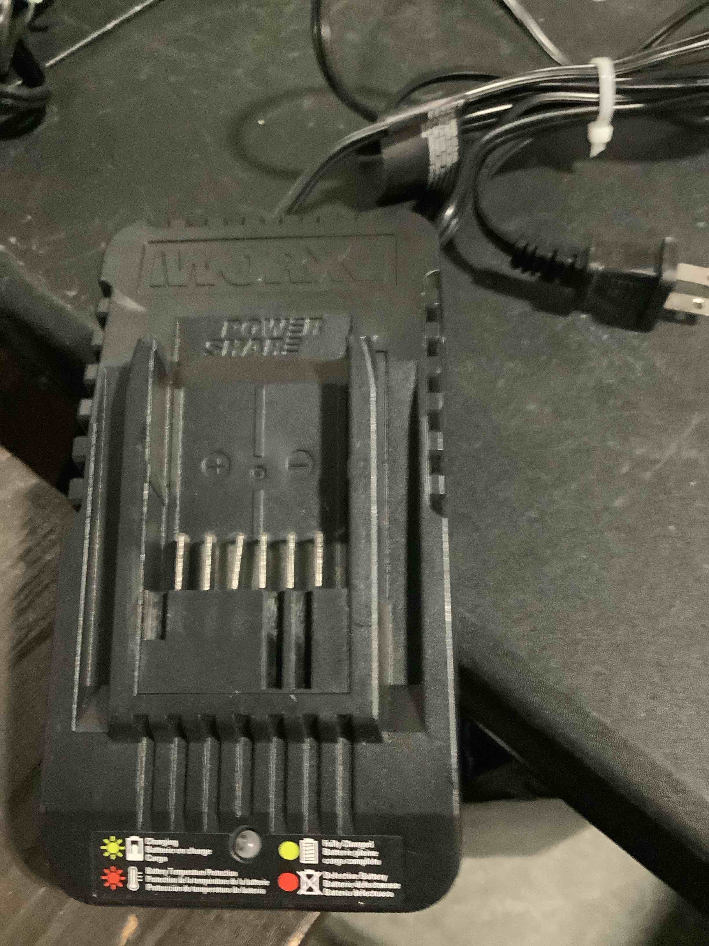 Condition photo showing As Is for worx wa3881 18v/20v 60 min quick charger, black