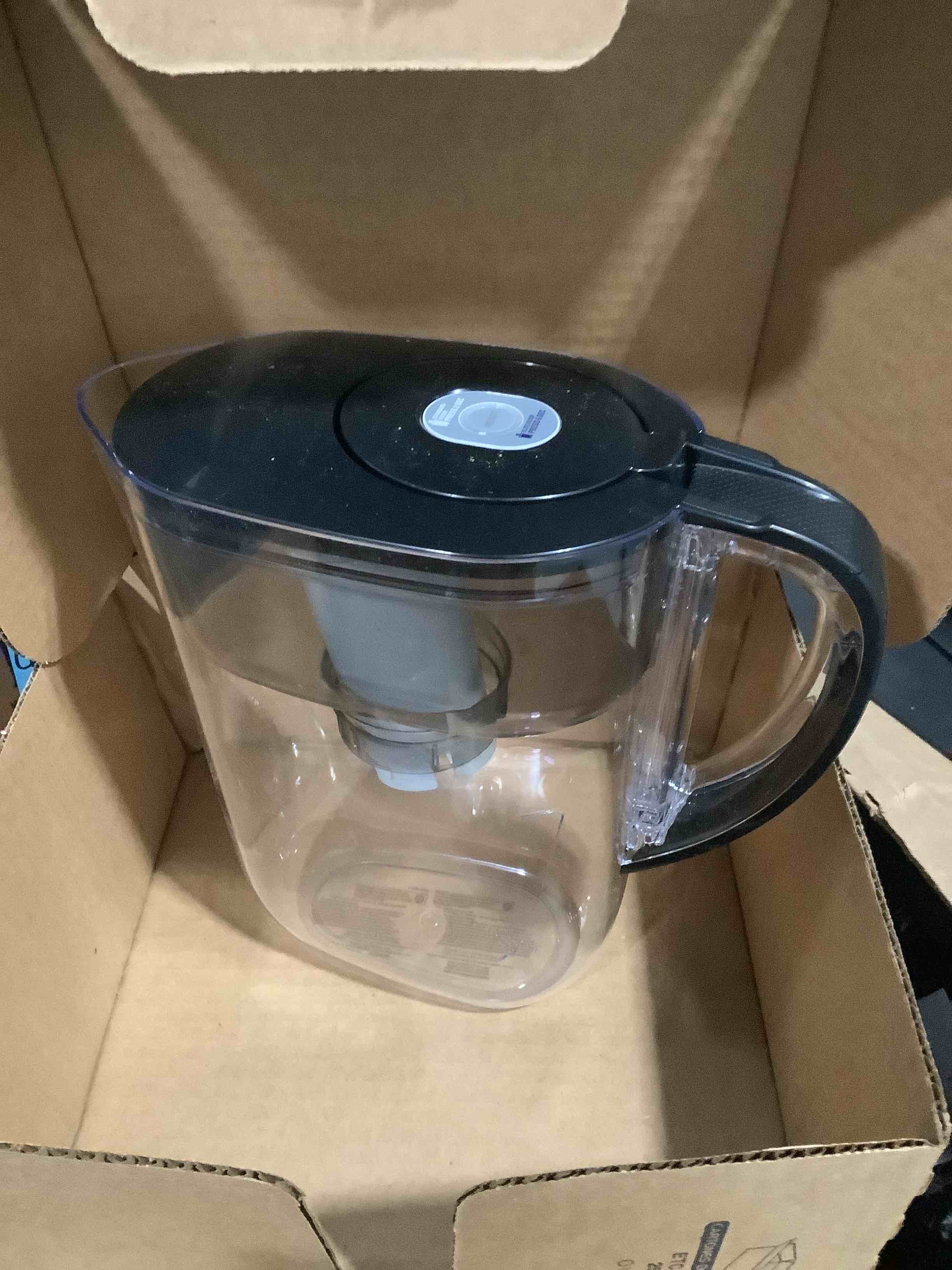Condition photo showing As Is for brita small 6 cup water filter pitcher, 1 britaplus filter, metro, black (package may vary) plus black