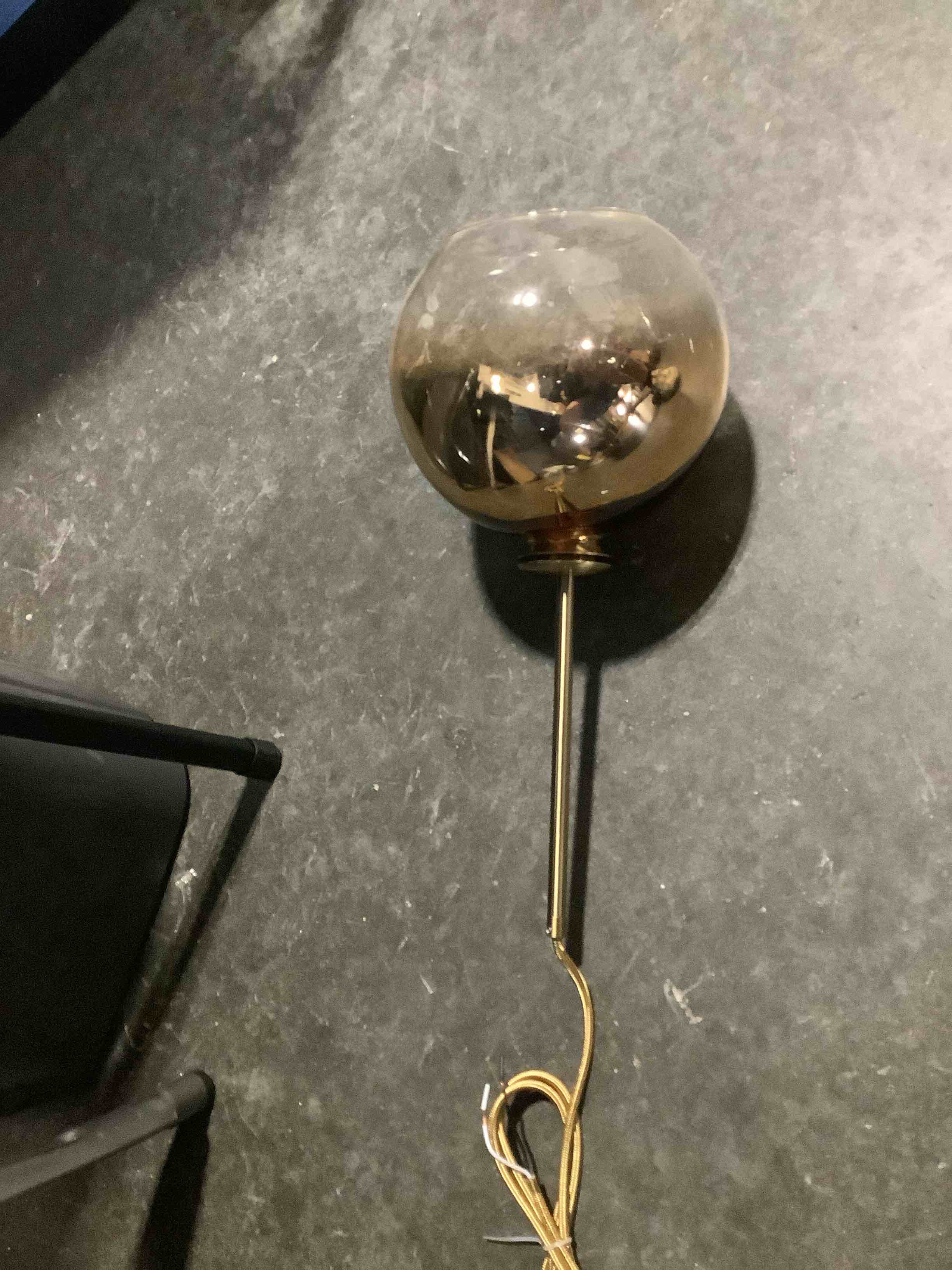 Condition photo showing Good Condition for glass globe pendant light - rose gold & chrome modern hanging lamp, round ball design for kitchen, dining room, hallway – stylish ceiling chandelier lighting