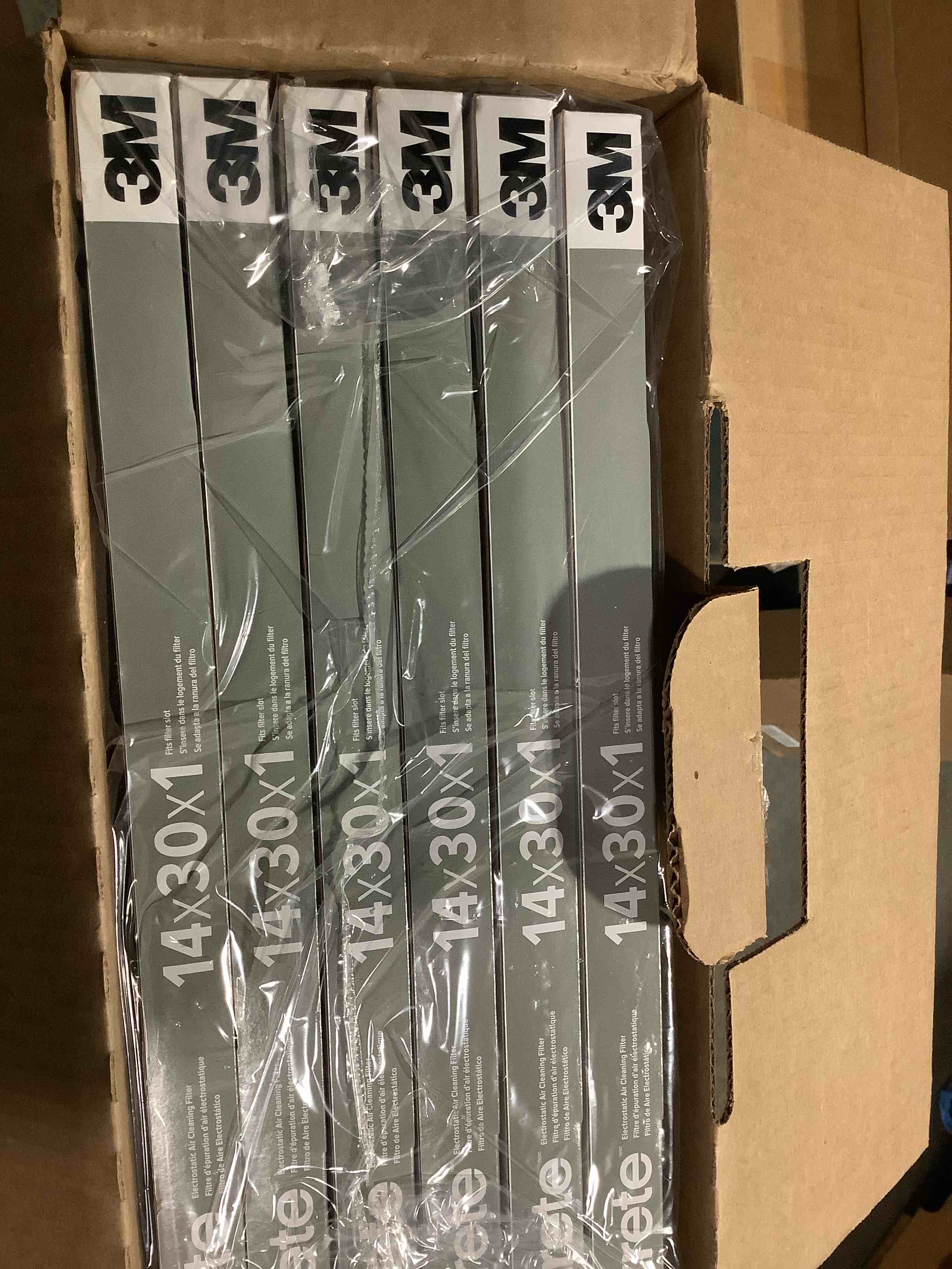 Condition photo showing Good Condition for filtrete 14x30x1 air filter merv 5, 6-pack ac furnace hvac filters for home, mpr 300 basic dust defense, pleated electrostatic removes lint & dust (actual size 13.81x29.81x0.81 in)