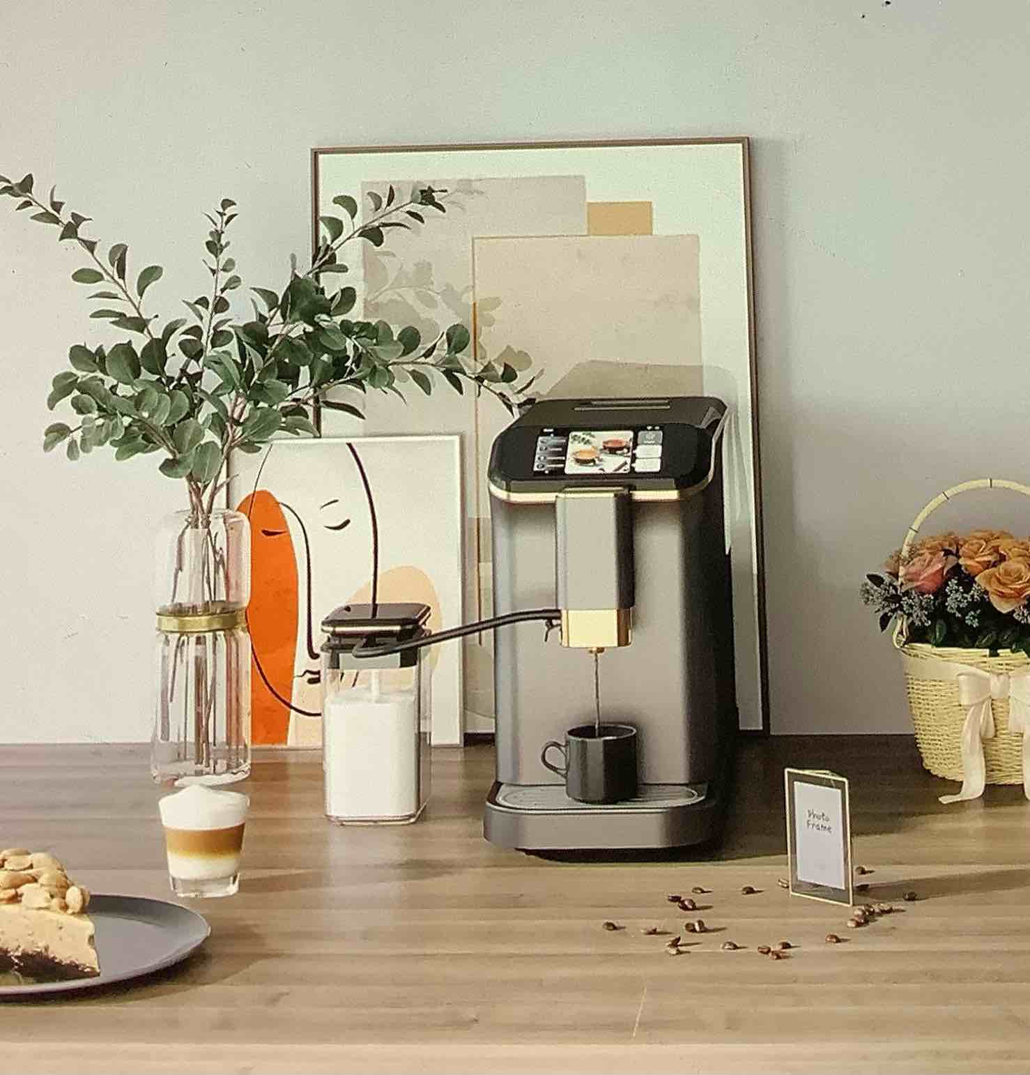 Condition photo showing As Is for 20bar super automatic, espresso machine with built-in grinder and milk, froth one touch latte and cappuccino maker