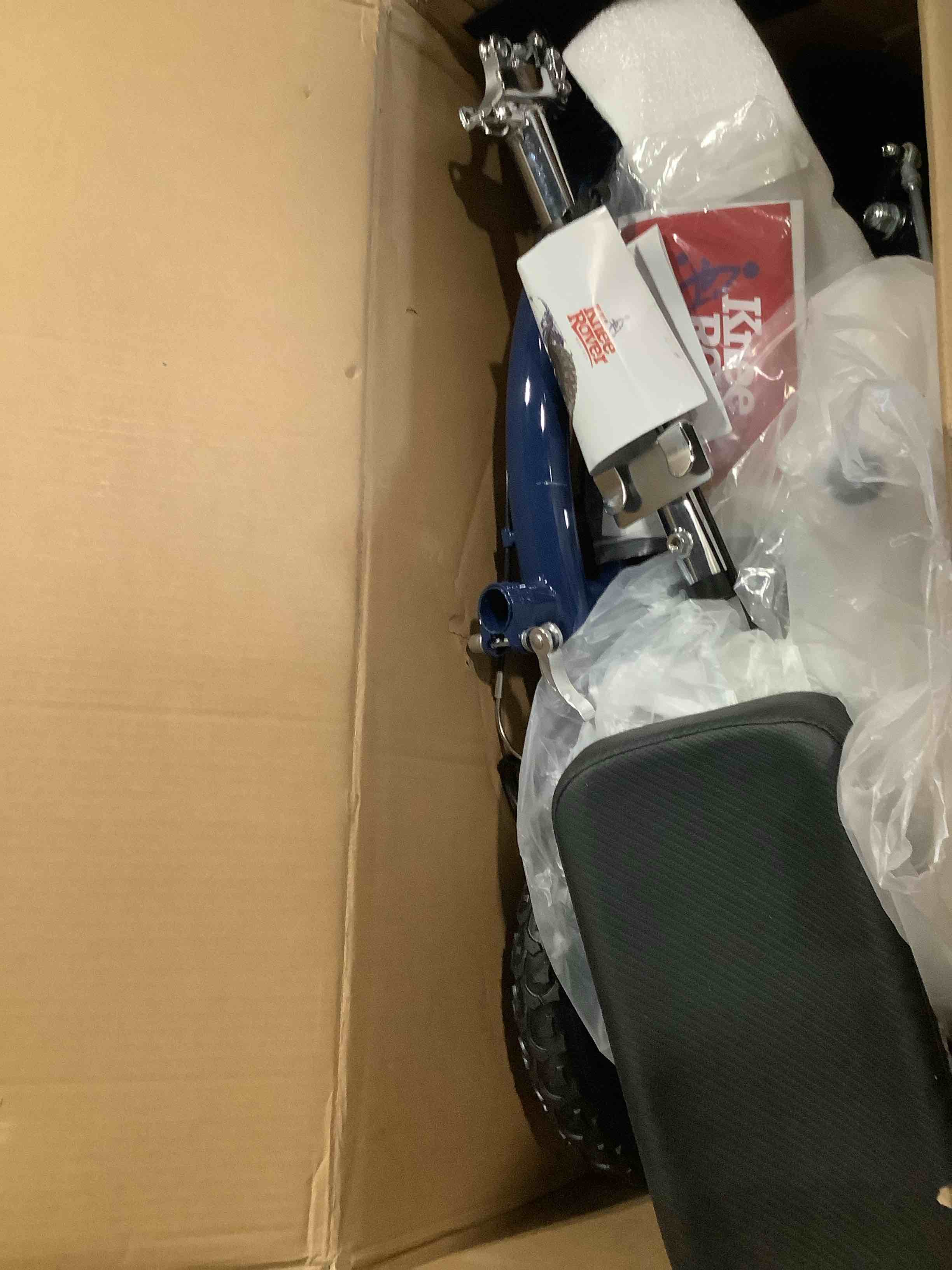 Condition photo showing Good Condition for kneerover all terrain steerable knee walker knee scooter heavy duty crutch alternative with basket in blue