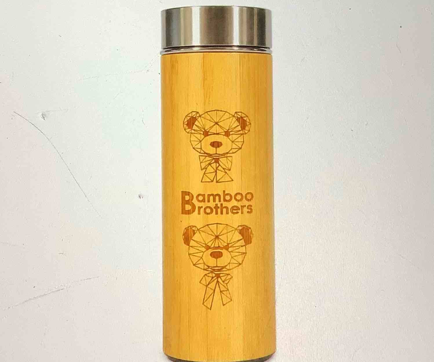 bamboo brothers bamboo insulated, stainless steel water bottle, travel tumblr with lid