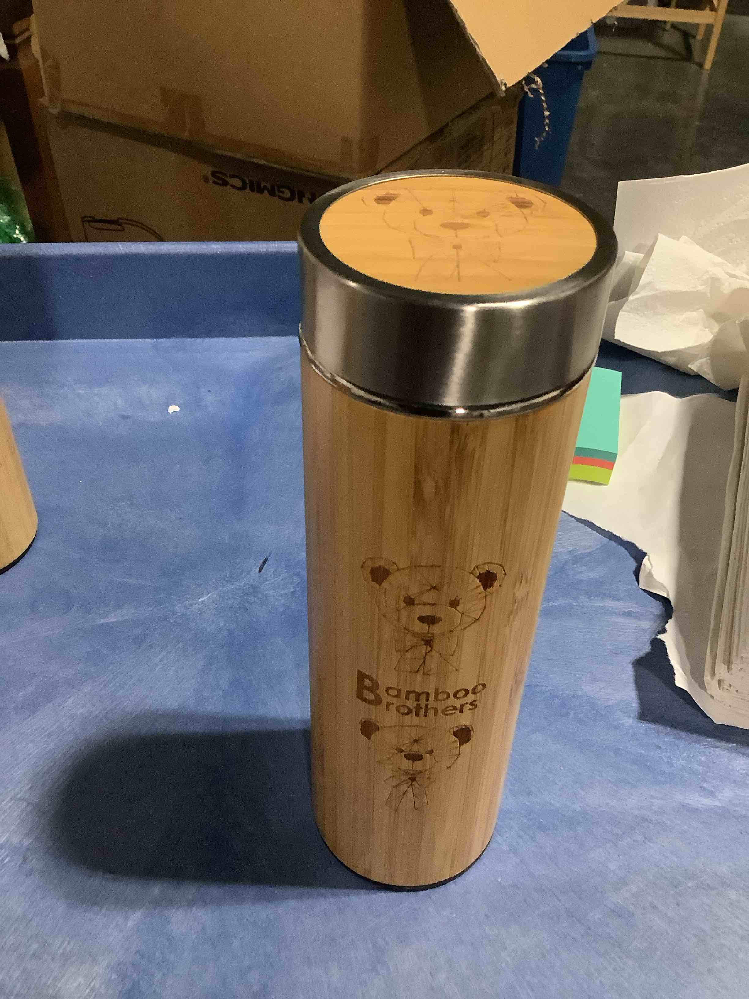Condition photo showing Good Condition for bamboo brothers bamboo insulated, stainless steel water bottle, travel tumblr with lid