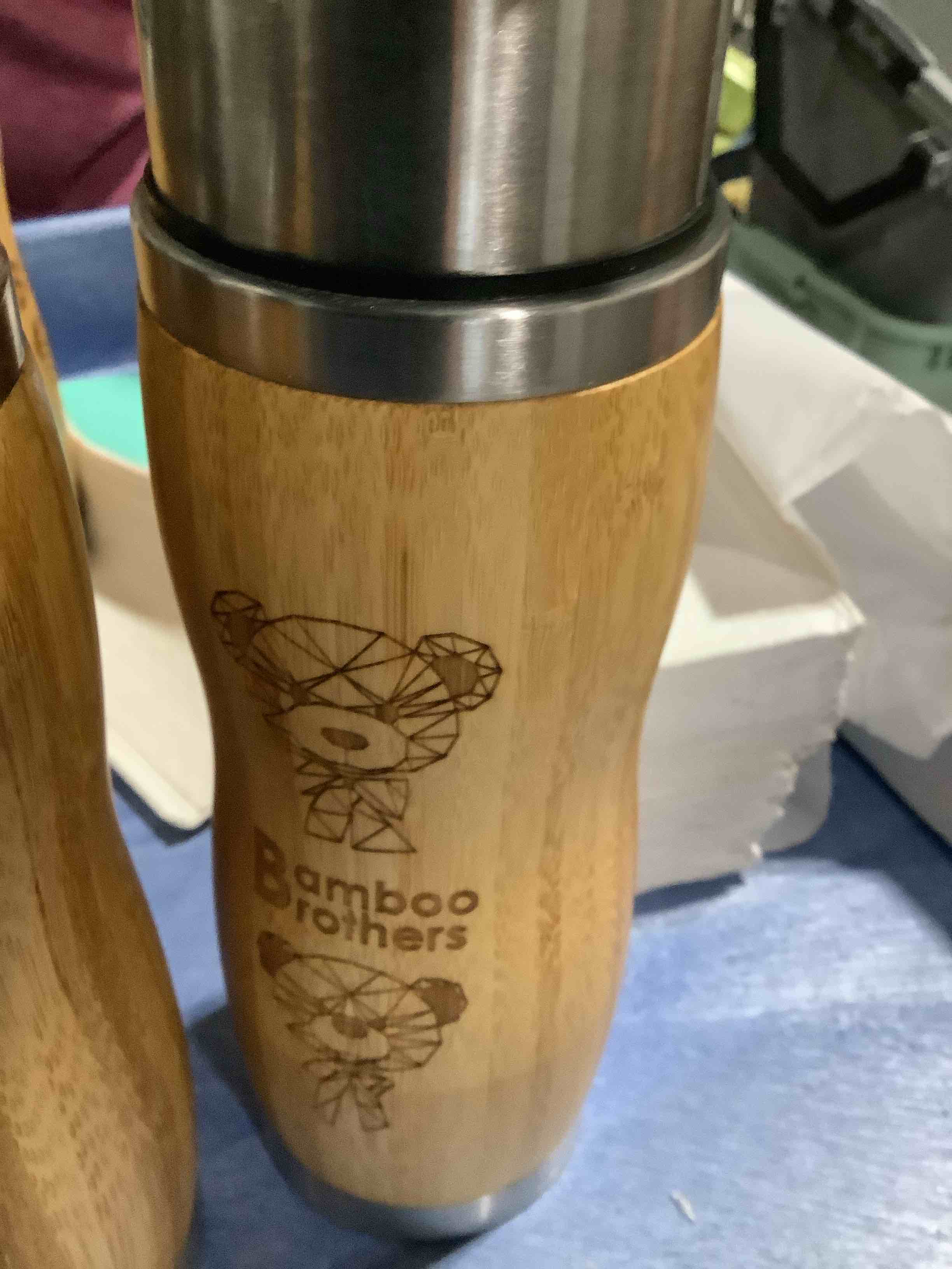 Condition photo showing Good Condition for bamboo brothers insulated bamboo travel bottle thermos with a stainless steel cup style cap