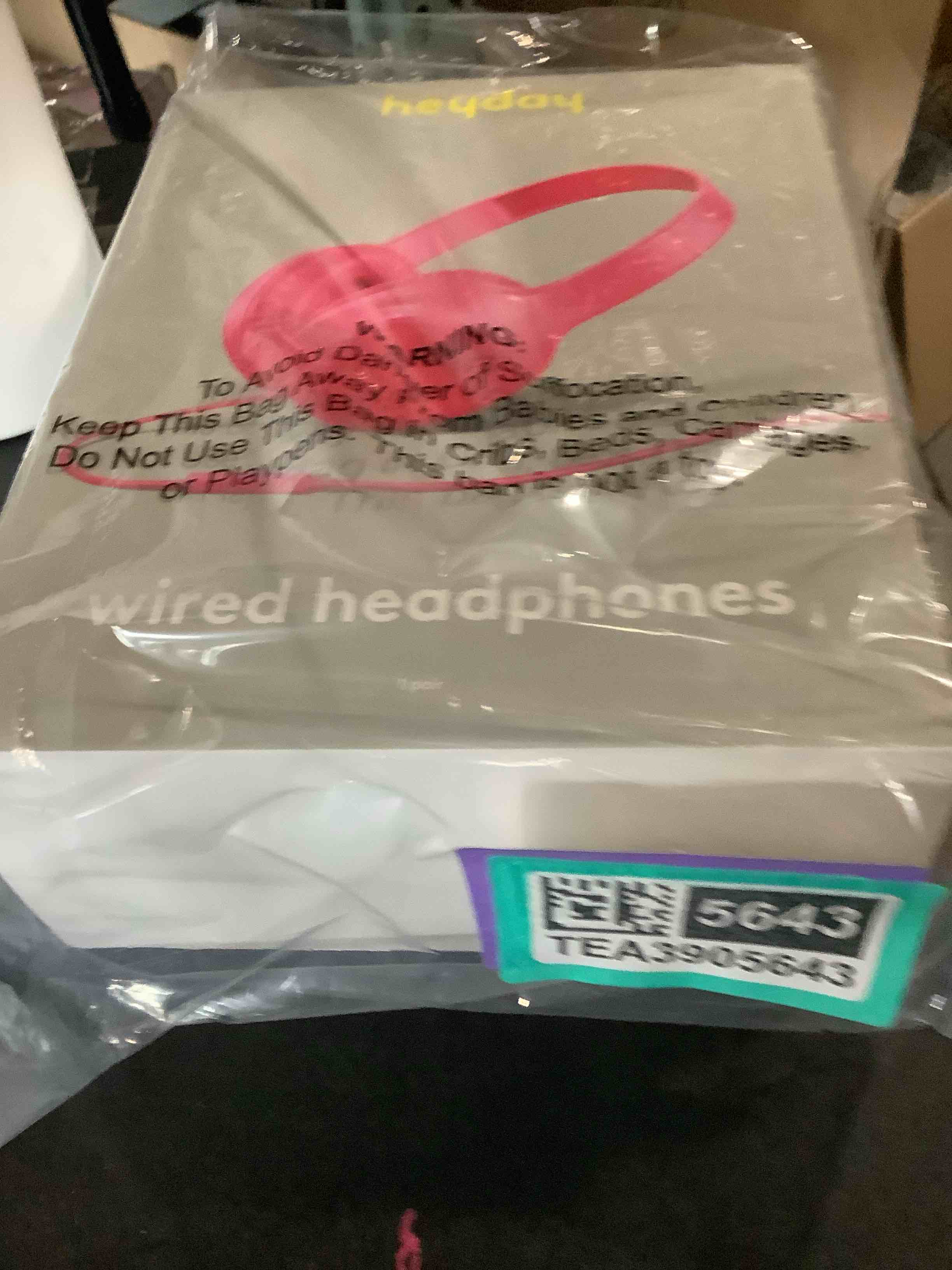Condition photo showing New/Like New for hey there, wired headphones color is pink
