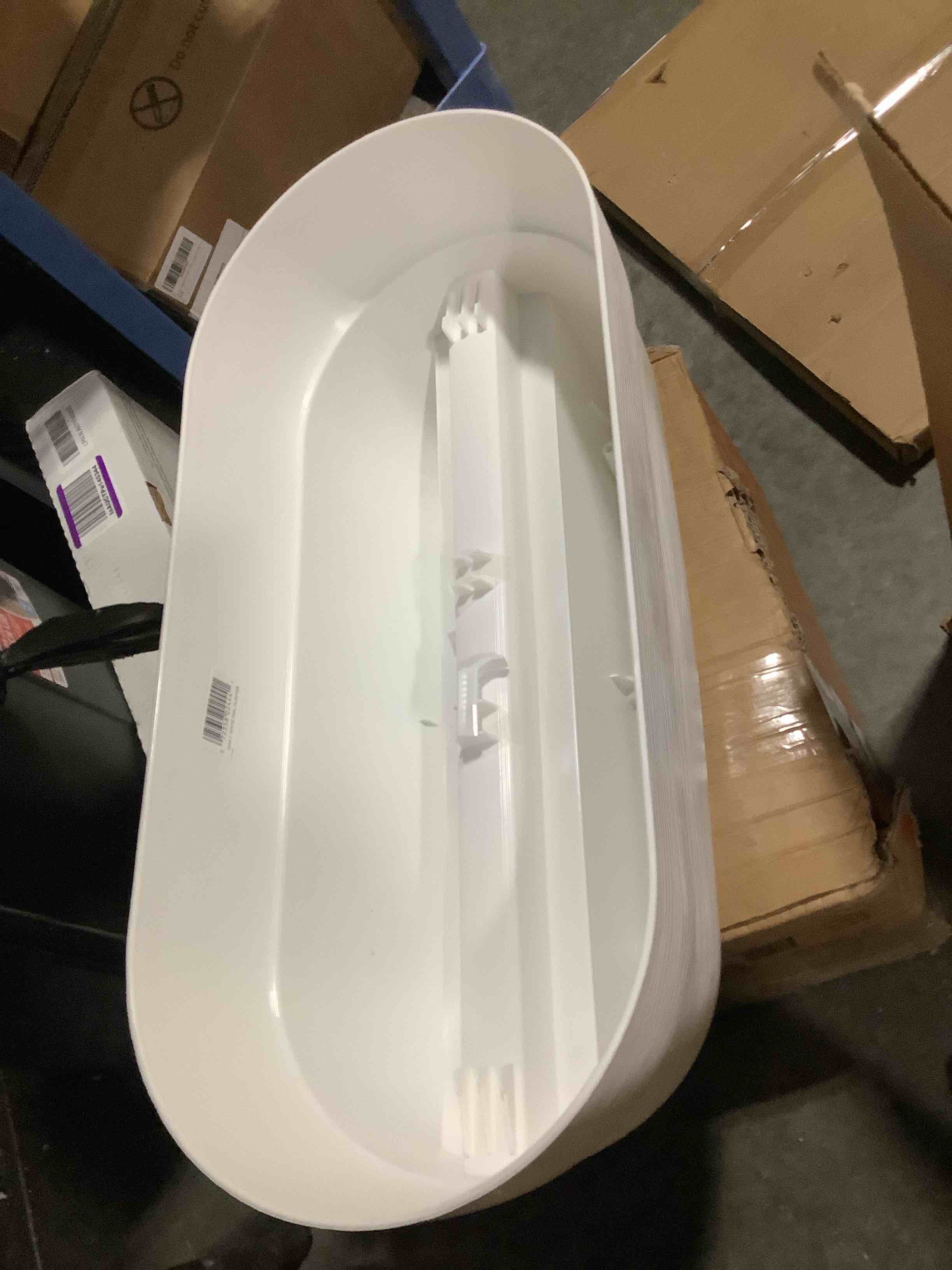 Condition photo showing Good Condition for bloomers railing planter with drainage holes – 24" weatherproof resin planter – polyethylene plastic - white white 24.3 × 10.5 × 9.5 inches