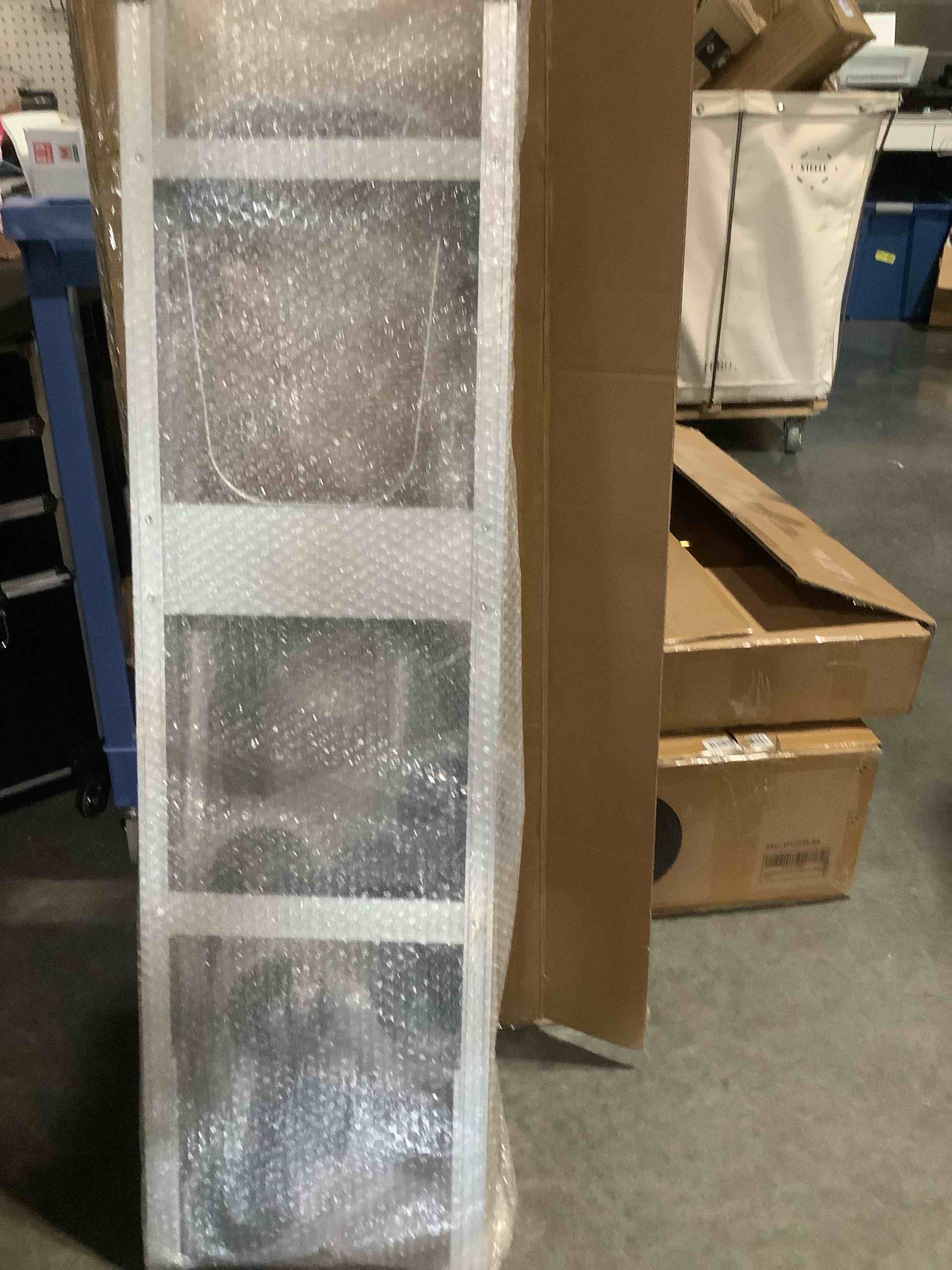 Condition photo showing Good Condition for aluminum 2 in 1 hand truck dolly cart with 6 wheels, 600 lbs capacity, heavy duty stair climbing dolly with dual handles, bungee cord & strap for flat ground & stairs, warehouse, home, office, silver silver-6wheel