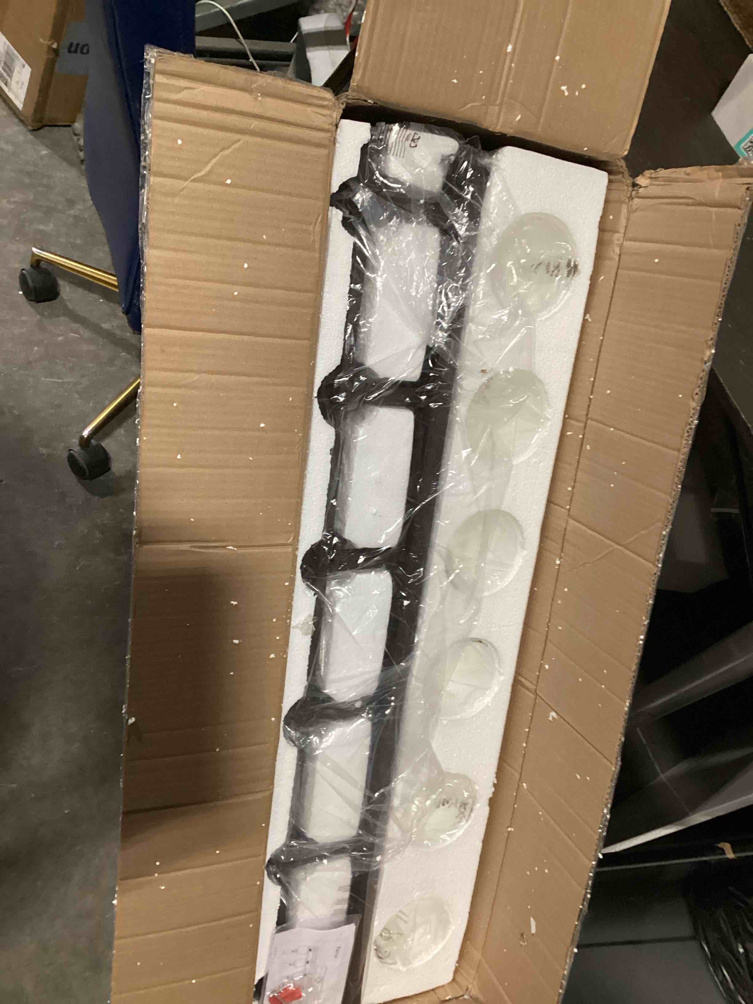 Condition photo showing Good Condition for modern bathroom light fixtures over mirror, vanity lights for bathroom wall sconces with milky white glass shades, e26 socket (bulbs not included), 6 light, black black - milky white glass shades 6-lights