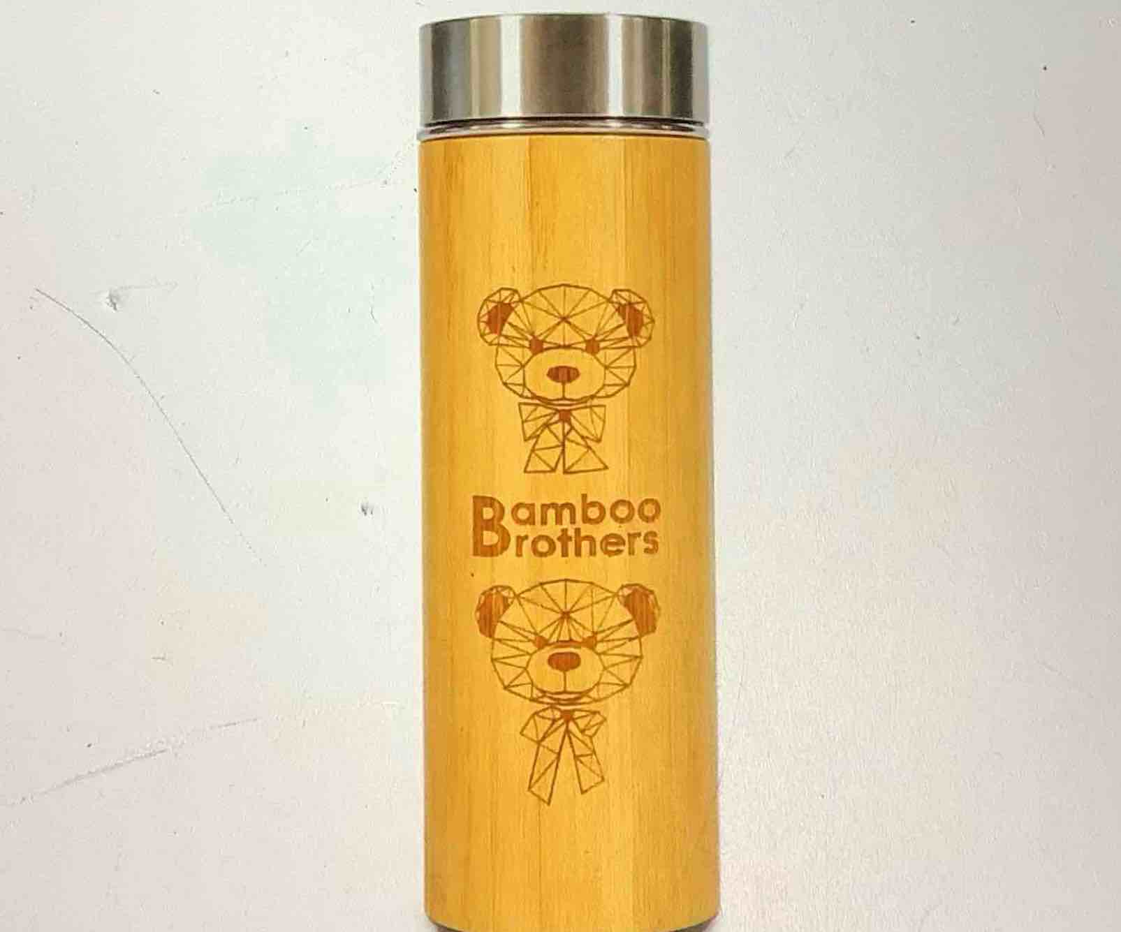 bamboo brothers insulated bamboo travel bottle thermos with a stainless steel cup style cap