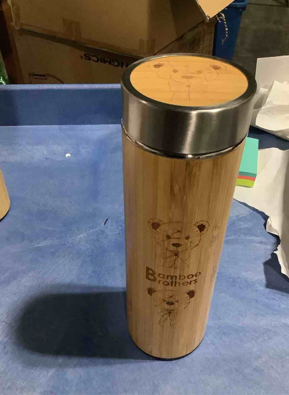Condition photo showing Good Condition for bamboo brothers insulated bamboo travel bottle thermos with a stainless steel cup style cap