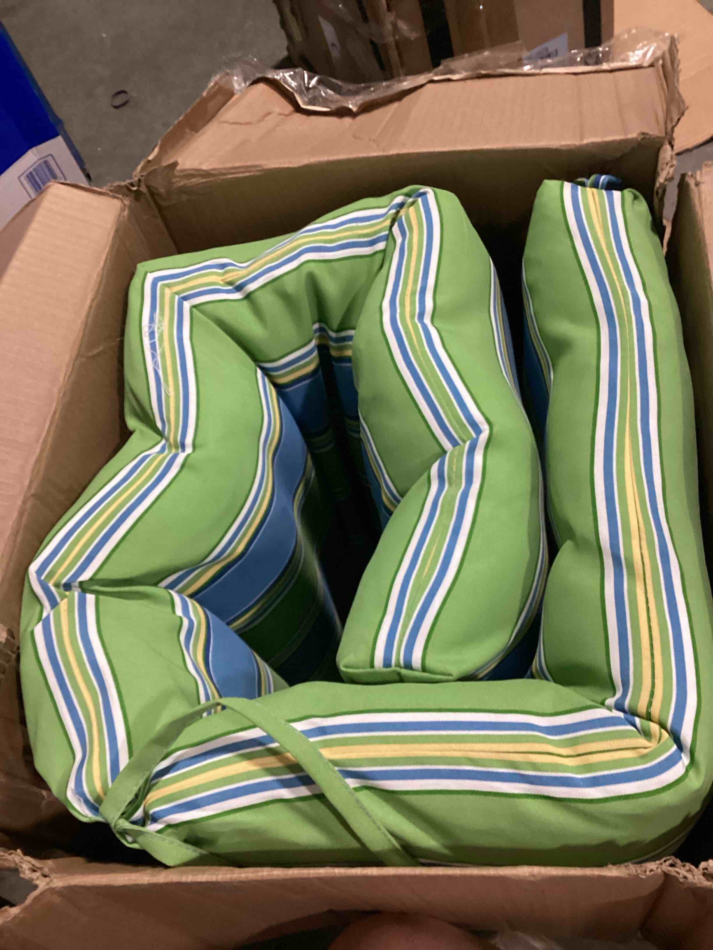 Condition photo showing Good Condition for outdoor reversible chaise lounge chair cushion, belize stripe