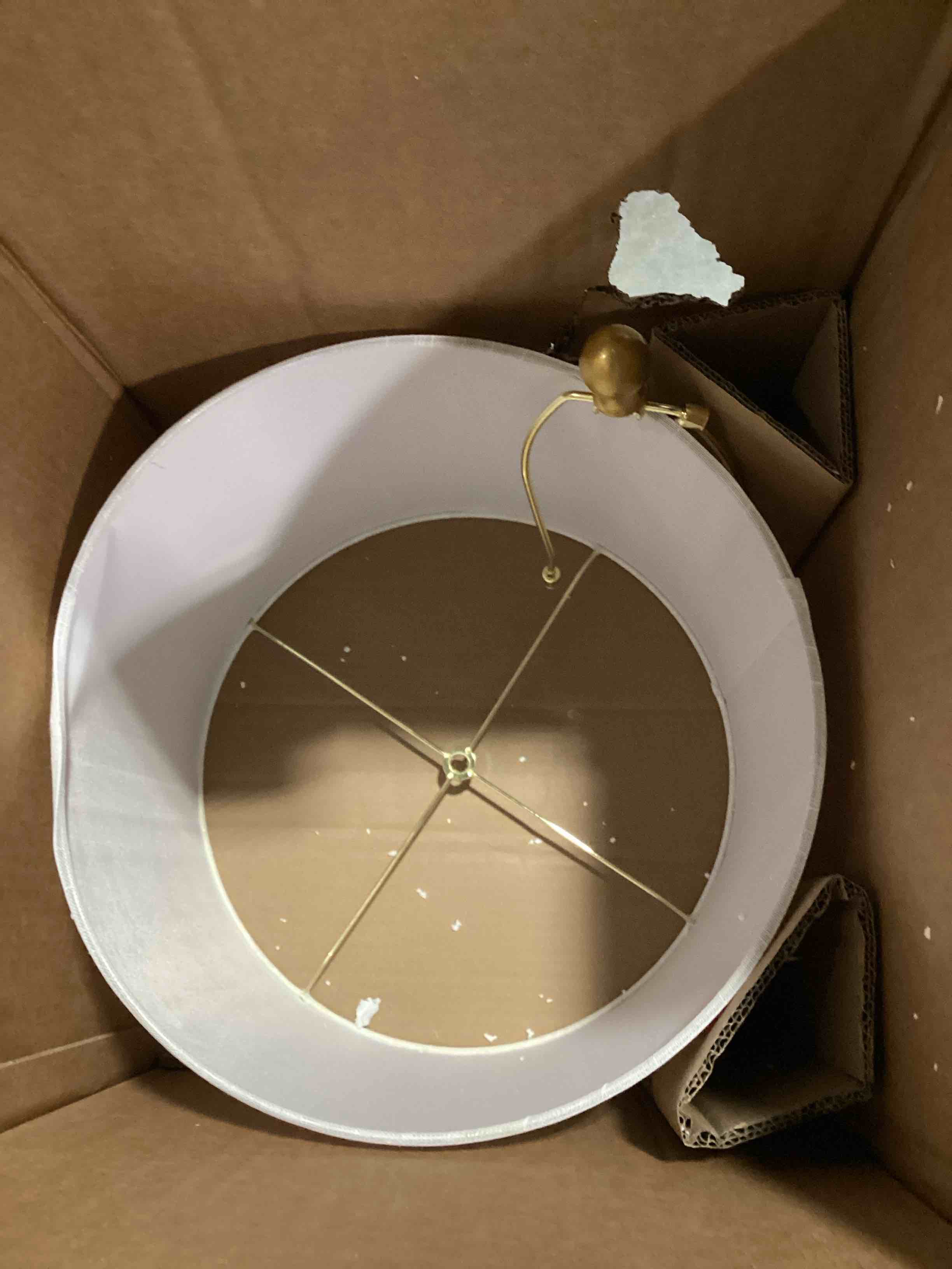 Condition photo showing Good Condition for jonathan y 29" cream modern ceramic column table lamp with brass gold base, elegant bedside lamp for living room bedroom nightstand, white linen shade, led bulb included jyl3046a