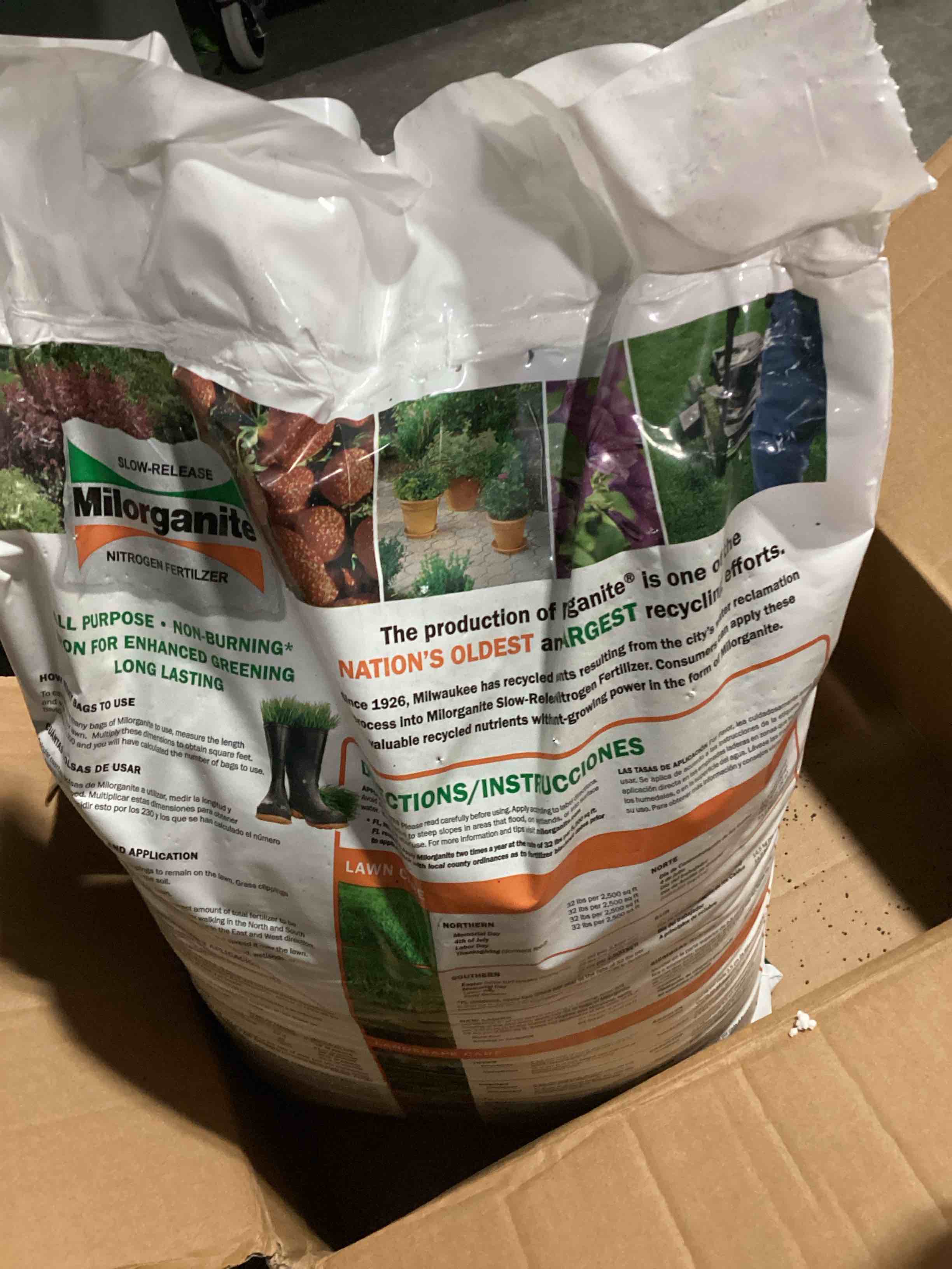Condition photo showing Good Condition for milorganite all-purpose eco-friendly slow-release nitrogen 6-4-0 fertilizer, 32 pound bag - for lawns, flowers, and gardens