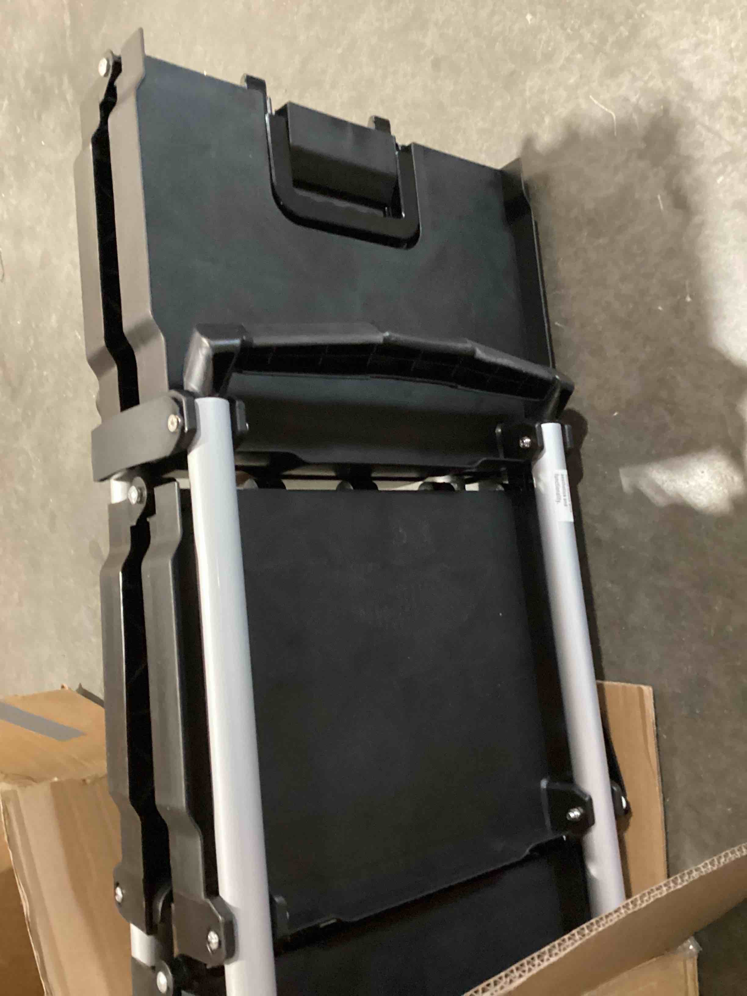 Condition photo showing Good Condition for dwvo 3-tier folding utility cart, foldable service cart heavy duty collapsible rolling cart with 360° swivel wheels and brake, 240lbs load capacity portable utility cart for kitchen, warehouse, garage 240 lbs