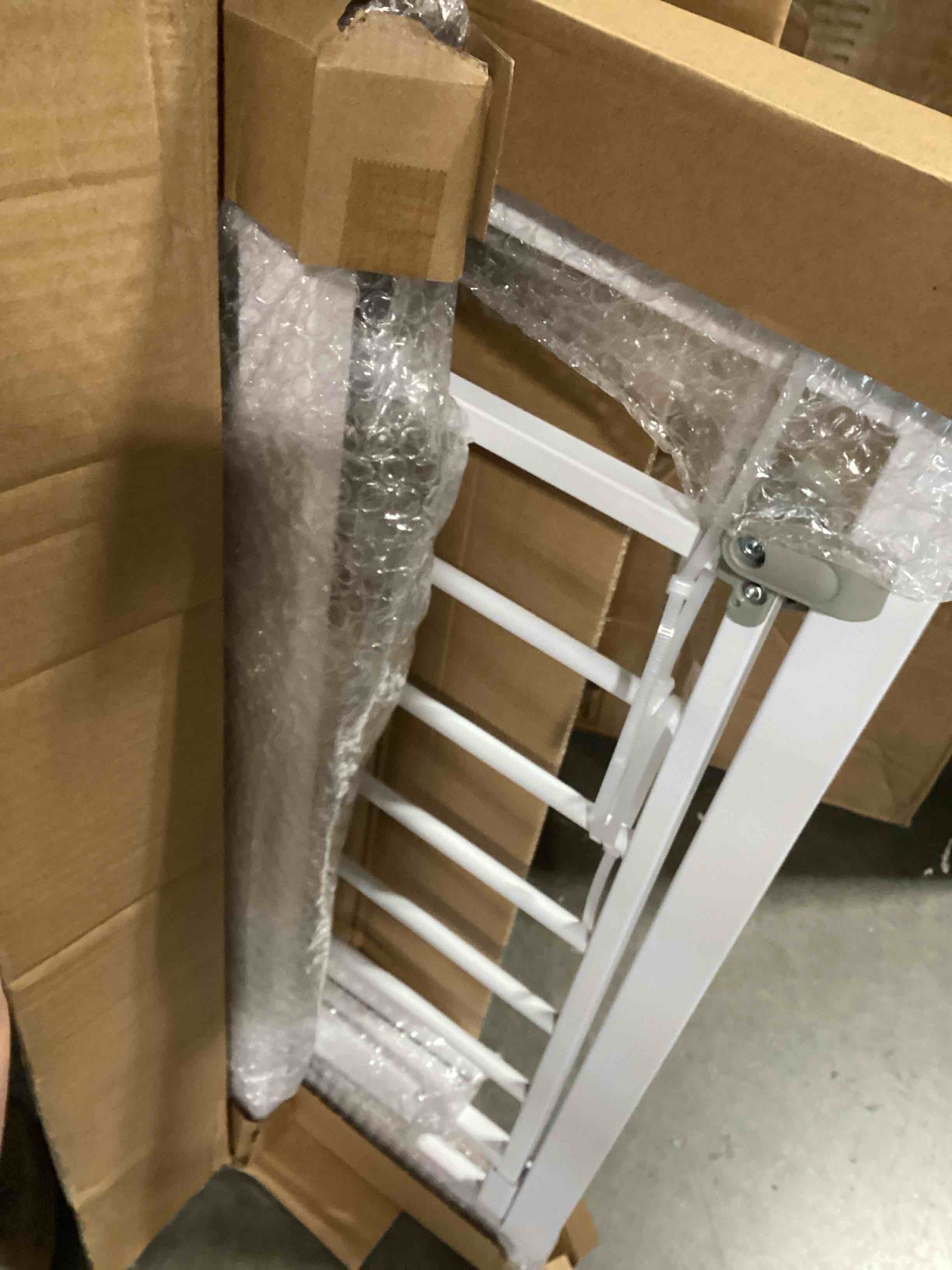 Condition photo showing New/Like New for safety 1st easy install walk thru baby gate for doorways, gate with door, dog gates, fits 29"-38", easy install 28" tall, 2 pack white