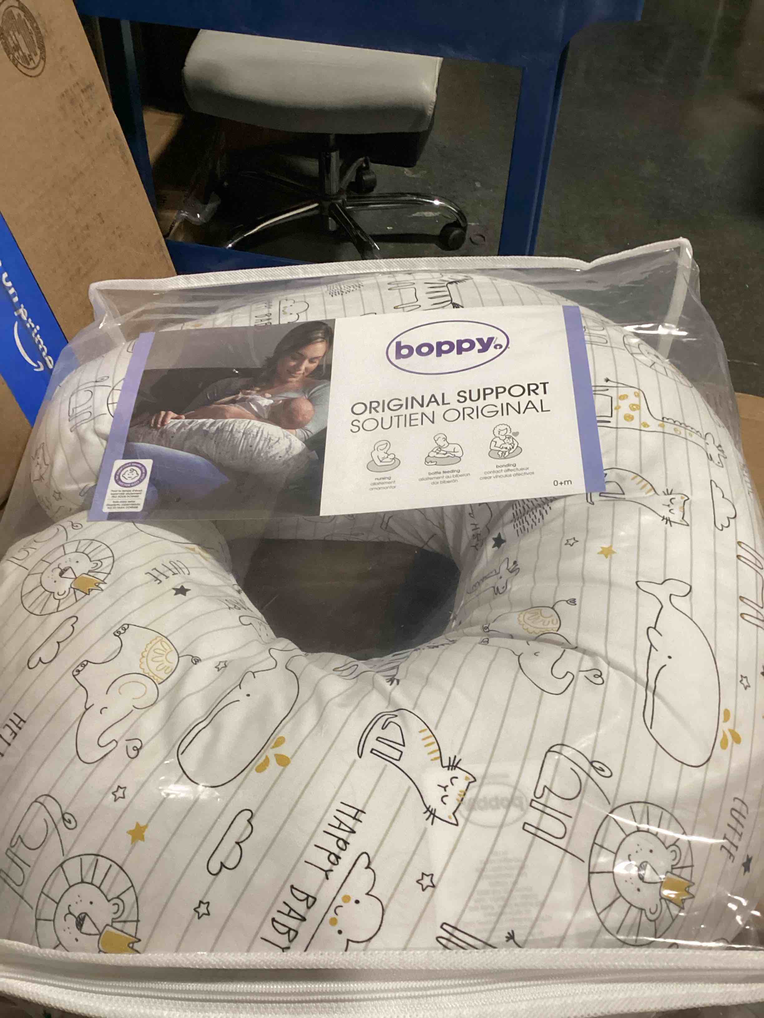 Condition photo showing Good Condition for boppy original nursing pillow, colorful wildlife, ergonomic nursing essentials for bottle and breastfeeding, firm fiber fill, with removable pillow cover, machine washable original nursing pillow colorful wildlife