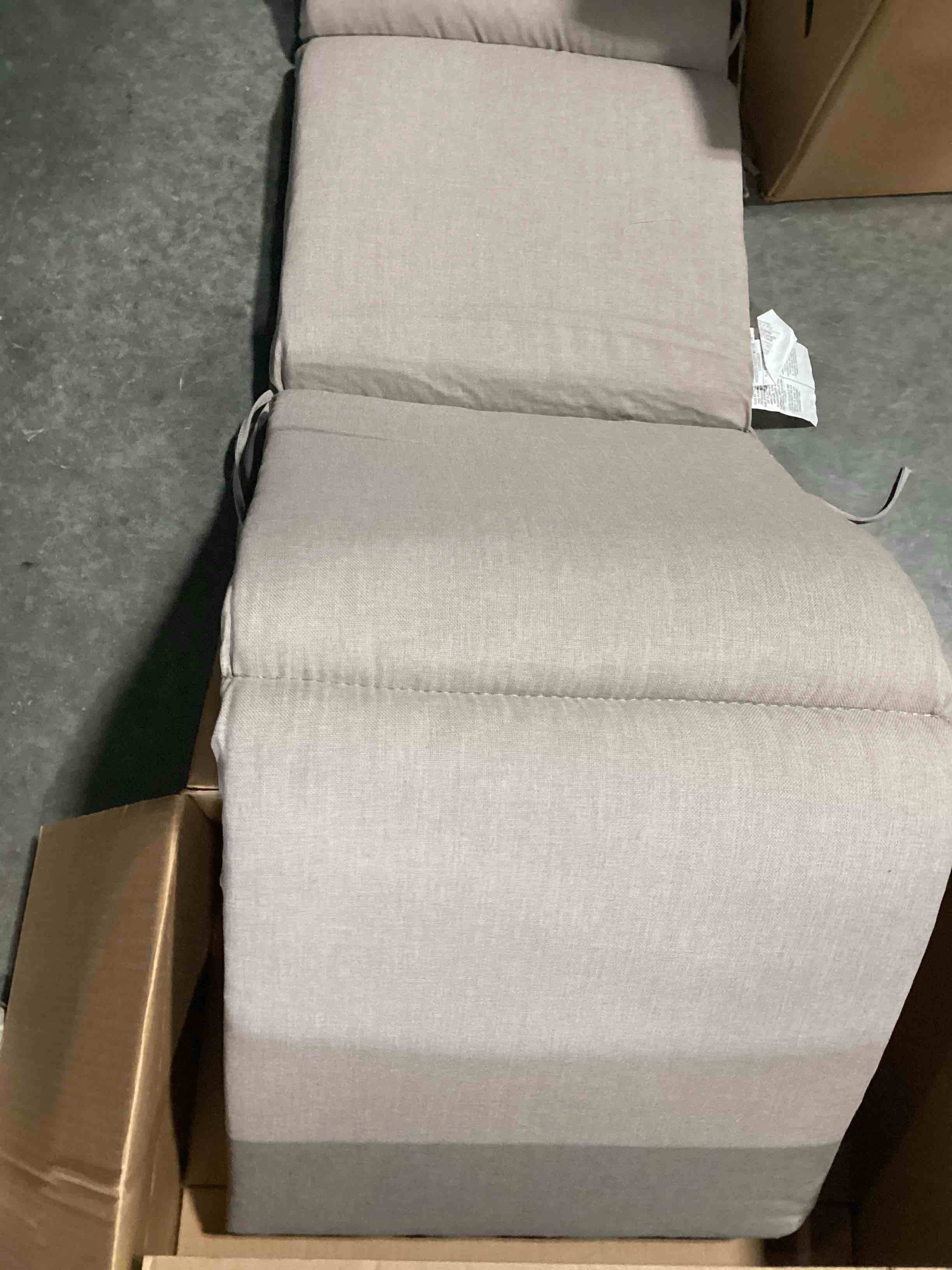Condition photo showing Good Condition for arden oceantex outdoor chaise lounge cushion, 72 x 21, patio cushion, rain-proof, fade resistant, natural tan 72 x 21 chaise natural tan