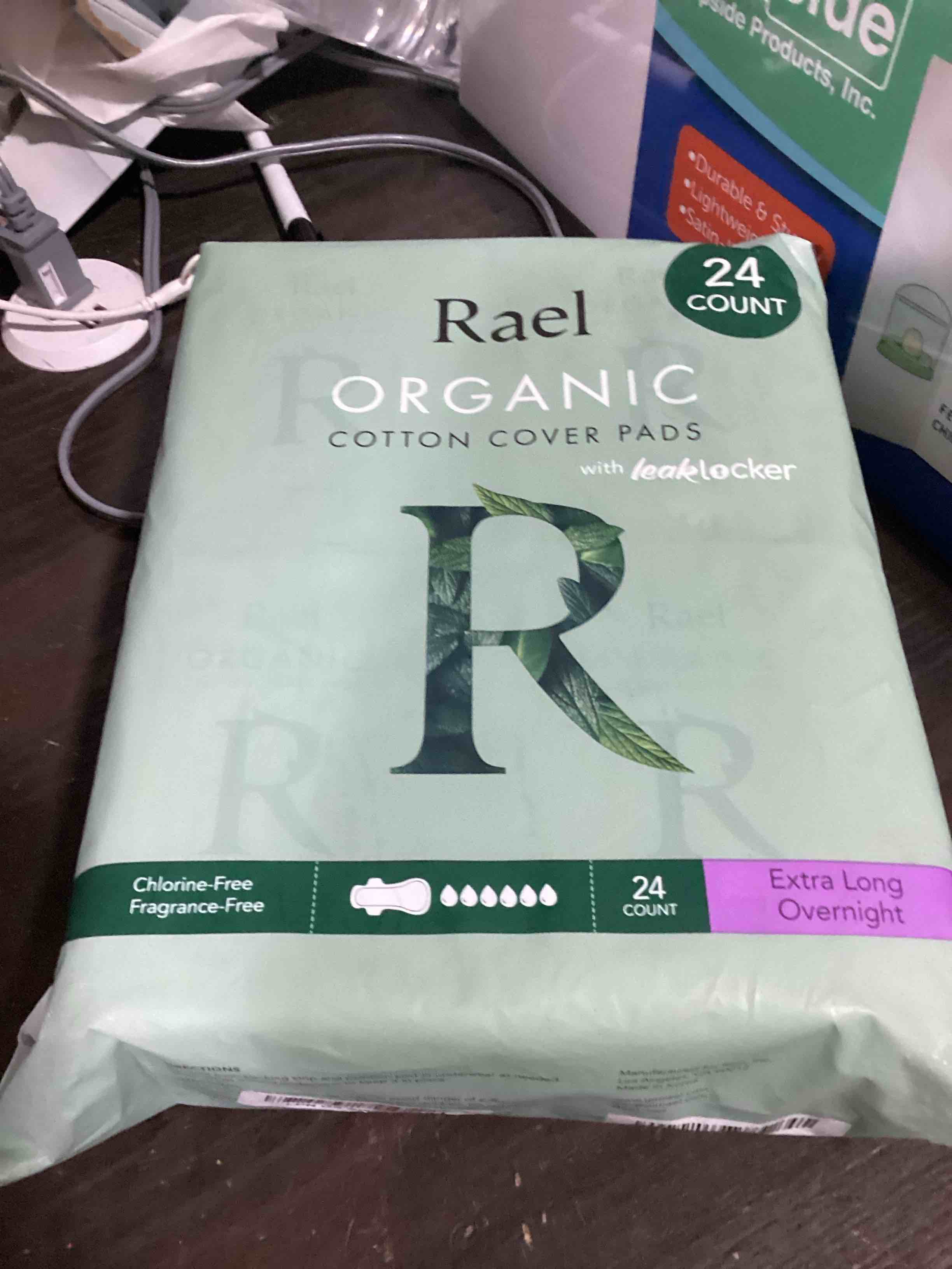 Condition photo showing New/Like New for rael pads for women, organic cotton cover - period pads with wings, feminine care, sanitary napkins, ultimate absorbency, postpartum, unscented, ultra thin (extra long overnight, 24 count) extra long overnight 24 count (pack of 1)
