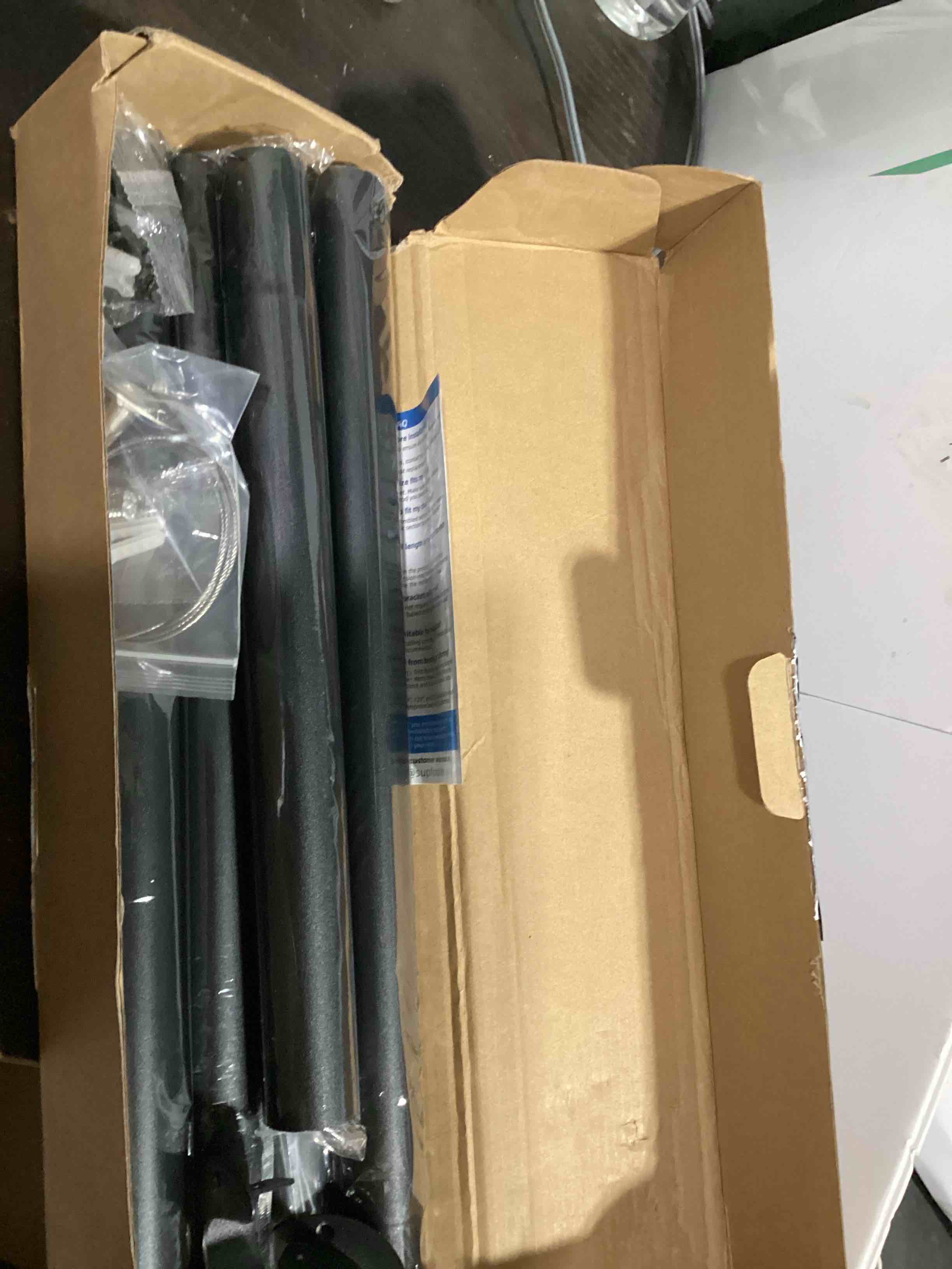 Condition photo showing Good Condition for supforce closet rods for hanging clothes, 17 to 84 inches stepless adjustable metal closet rod, 1.3 inches heavy duty clothes hanging rod for closet wardrobes laundry rv, black matte black 17-84 in