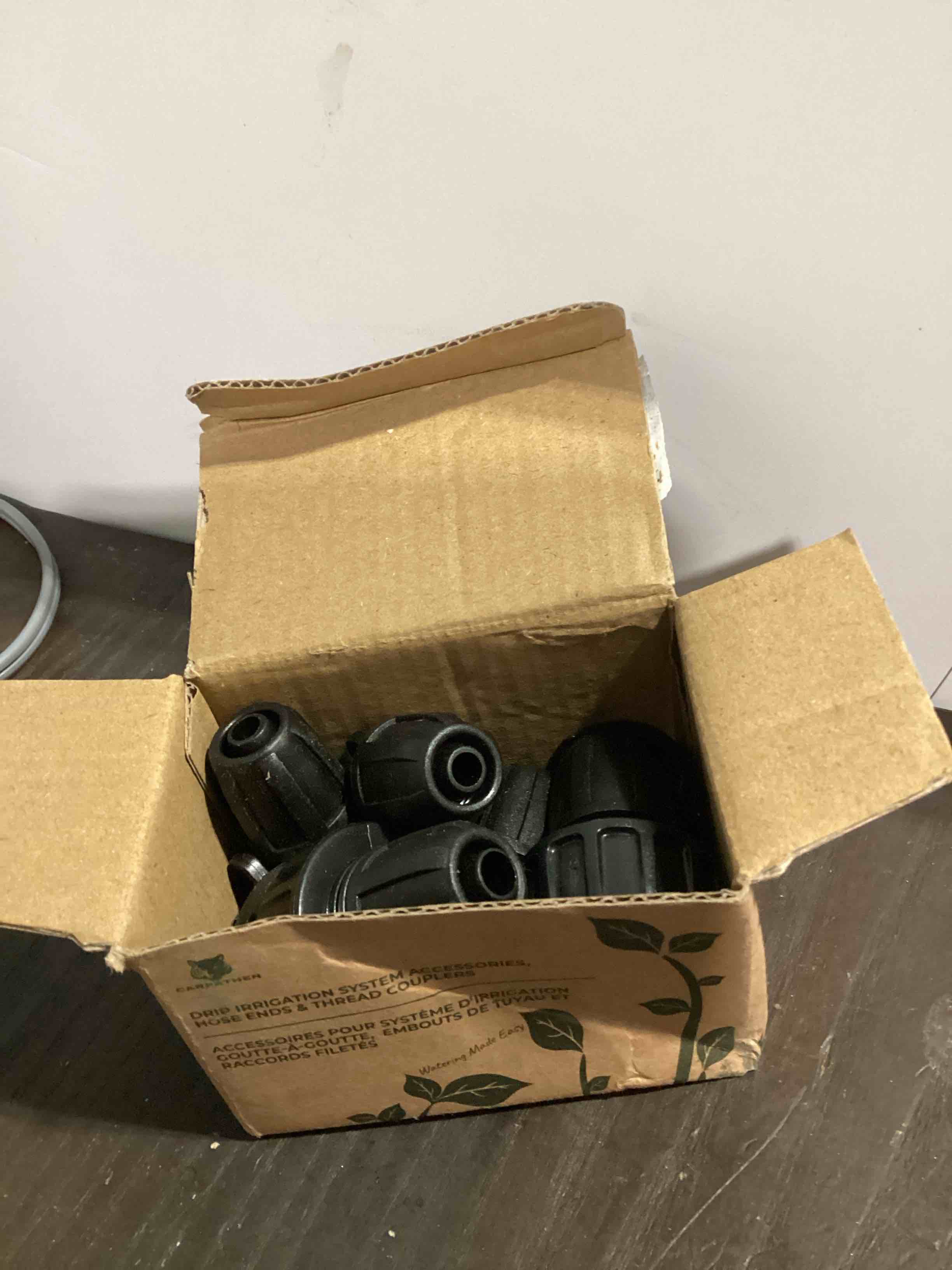 Condition photo showing Good Condition for carpathen drip irrigation parts 5/16-6 pack: 3 x pvc female hose thread non-swivel adapter to 5/16" tubing and 3 x barbed threaded end plugs - drip irrigation fittings