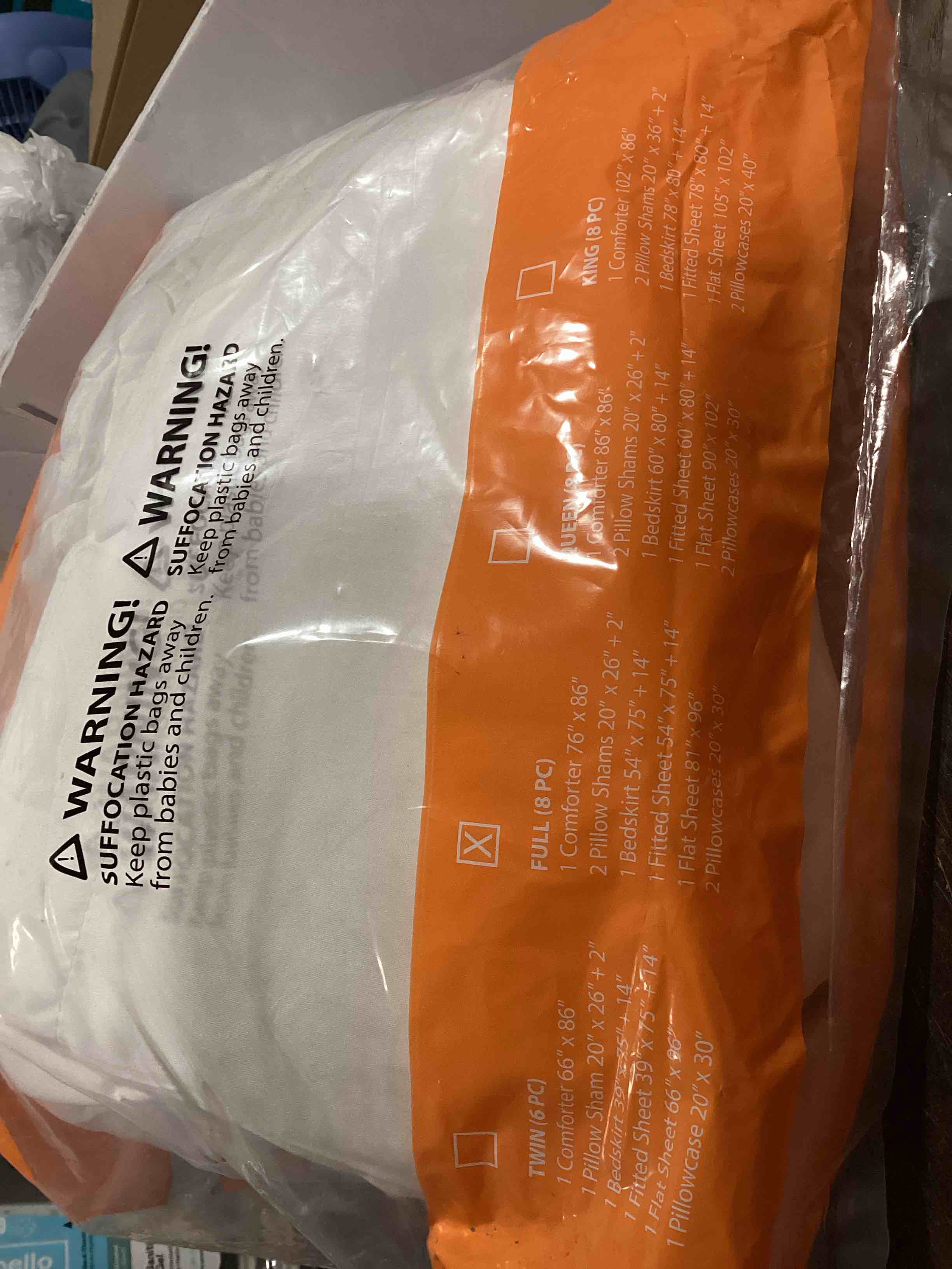 Condition photo showing As Is for full size 8 piece microfiber comforter set bed in a bag