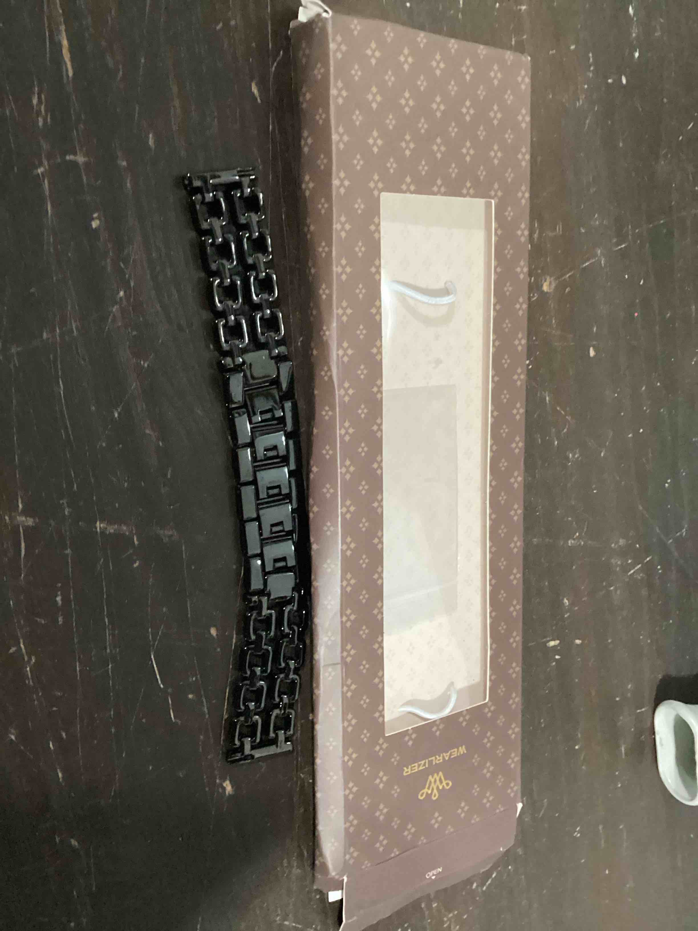 Condition photo showing As Is for wearlizer metal band compatible with samsung galaxy watch 7 6 5 4 fe active 2 40mm 44mm/watch 6 4 classic 43mm 47mm 42mm 46mm/watch 5 pro 45mm bands, 20mm dressy stainless steel chain strap women black